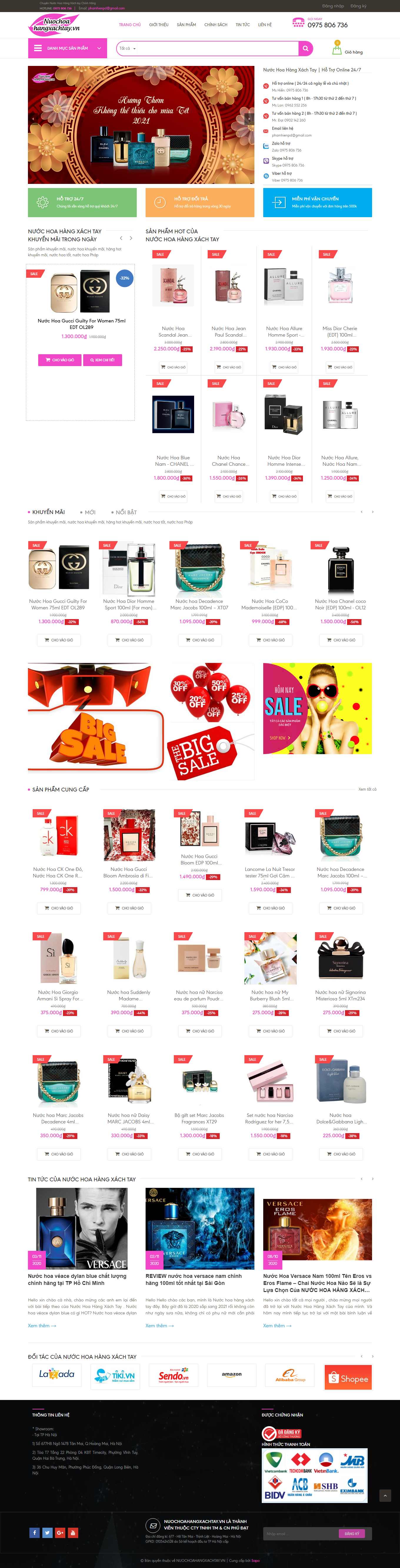 Thiết kế Web bán nước hoa nuochoahangxachtay.vn