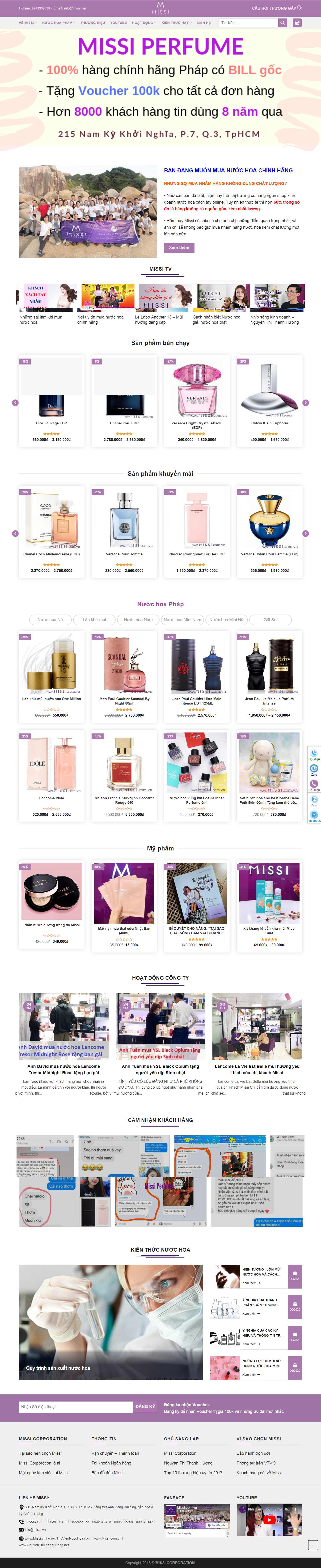 Thiết kế Web bán nước hoa missi.com.vn