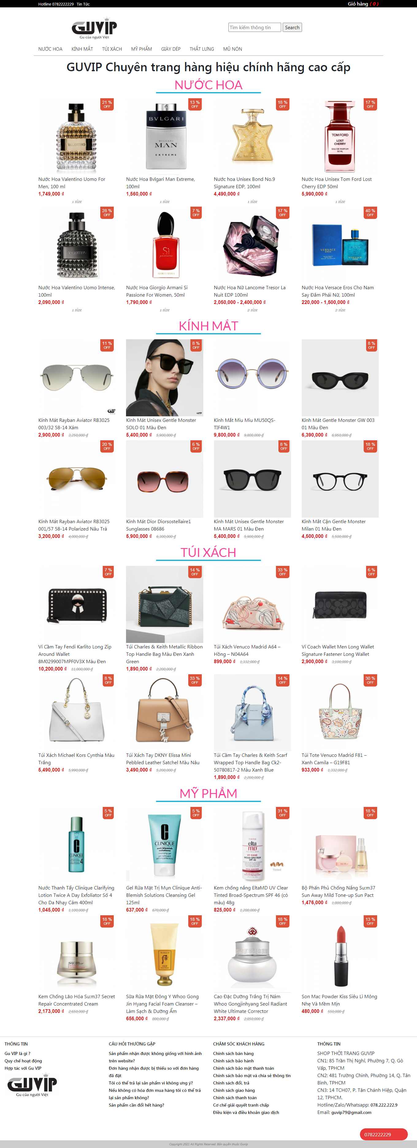 Thiết kế Web bán nước hoa guvip.vn