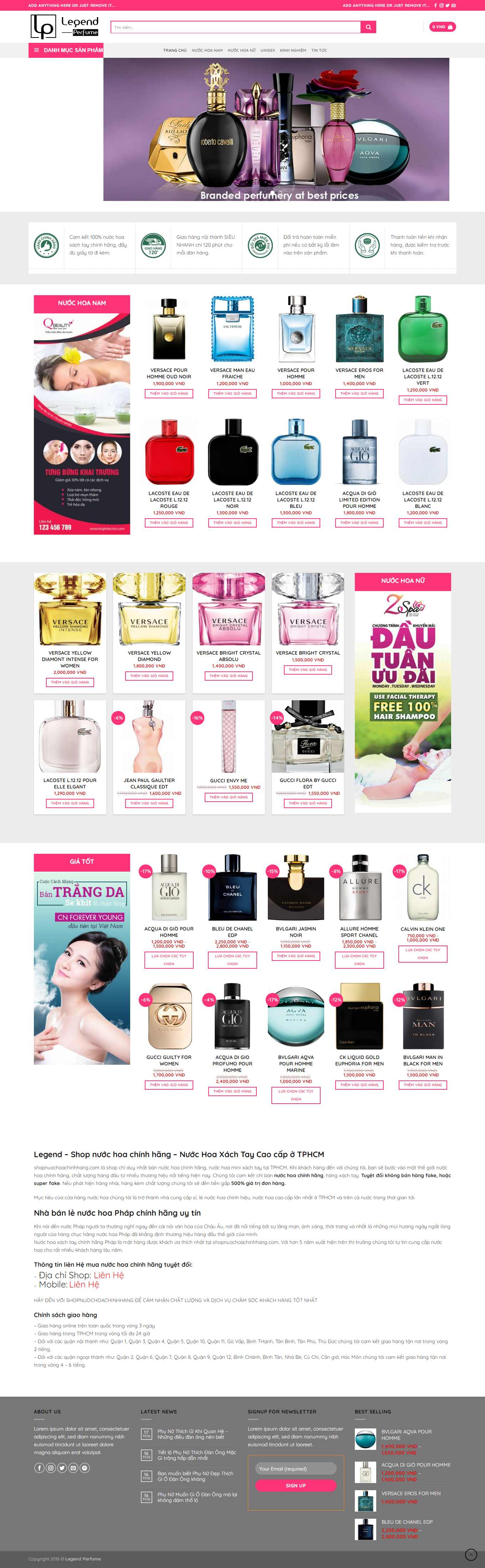 Thiết kế Web bán nước hoa shopnuochoachinhhang.com