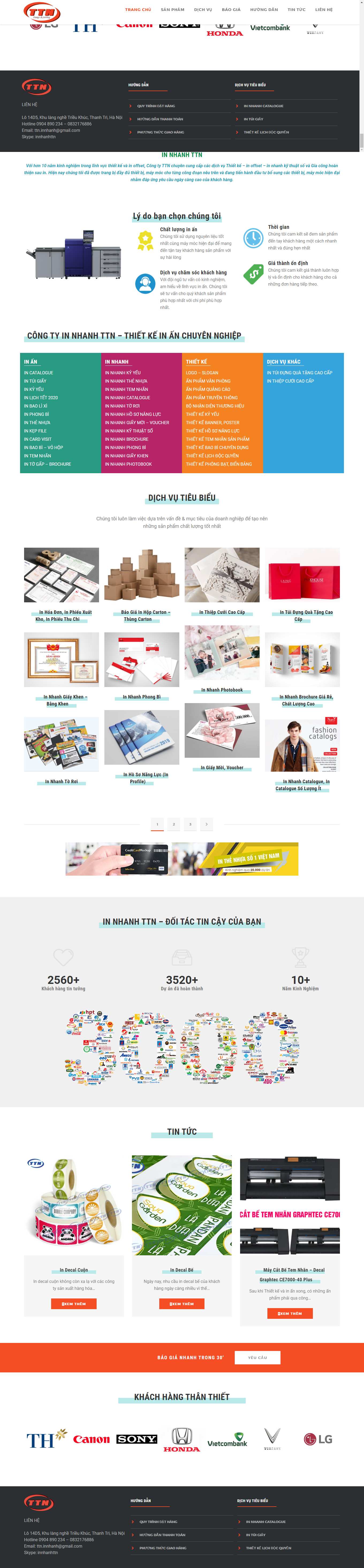 Thiết kế Web profile innhanhttn.com.vn