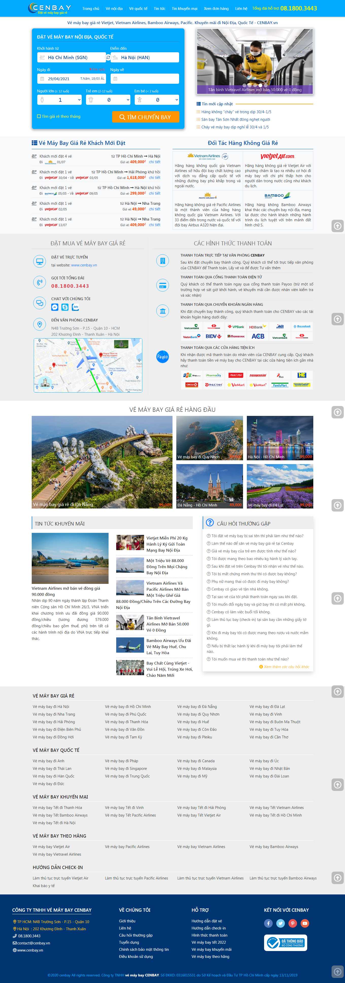 Thiết kế Web bán vé máy bay cenbay.vn