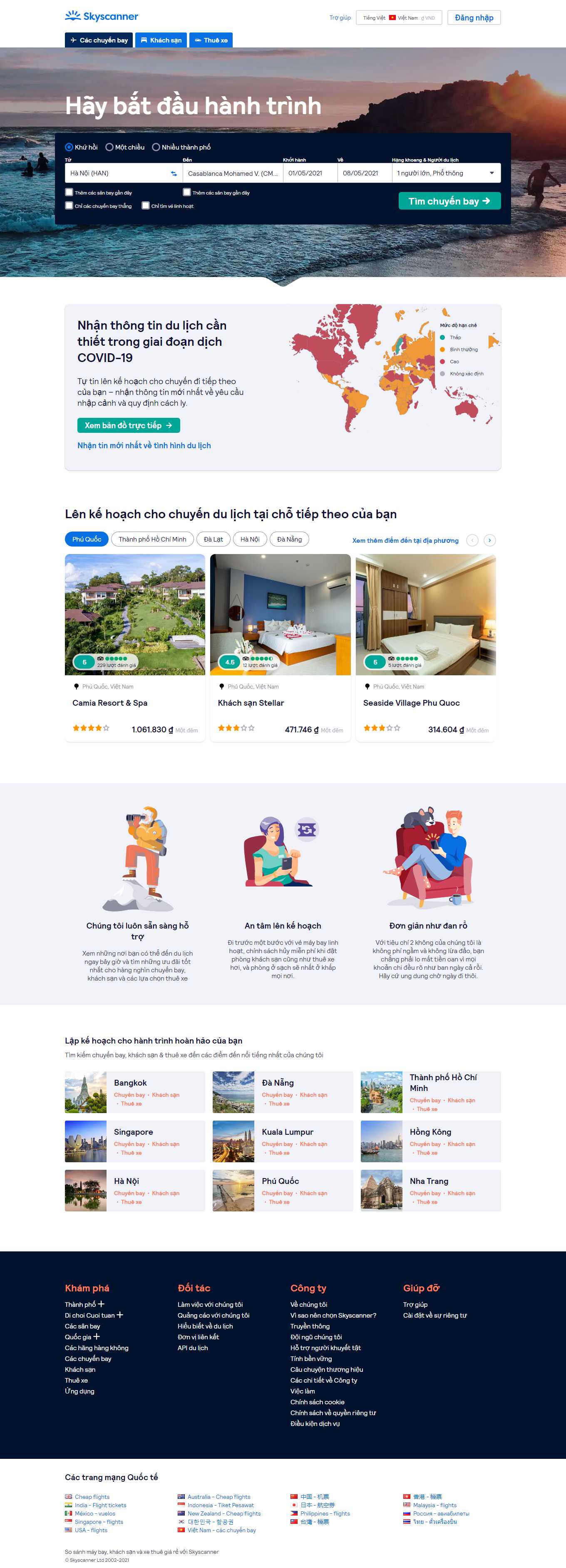 Thiết kế Web bán vé máy bay skyscanner.com.vn