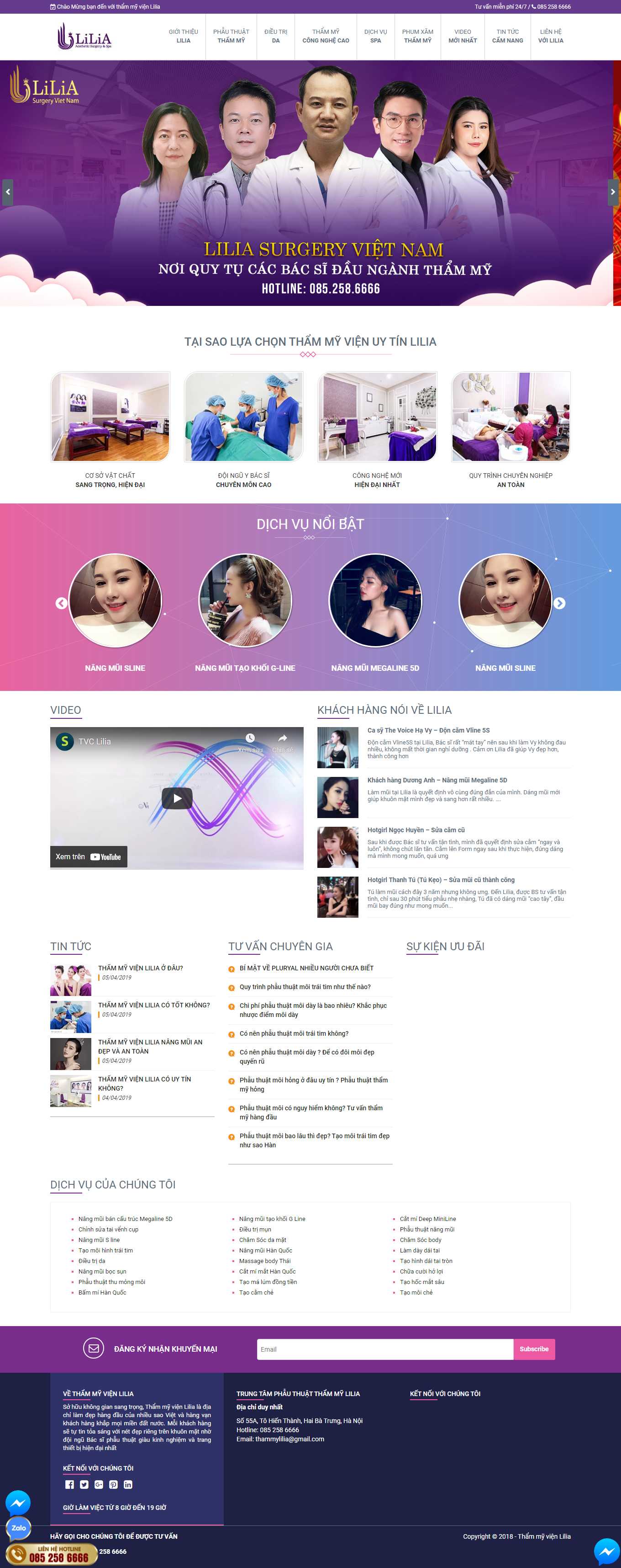 Thiết kế Web thẩm mỹ viện thammyvienlilia.vn