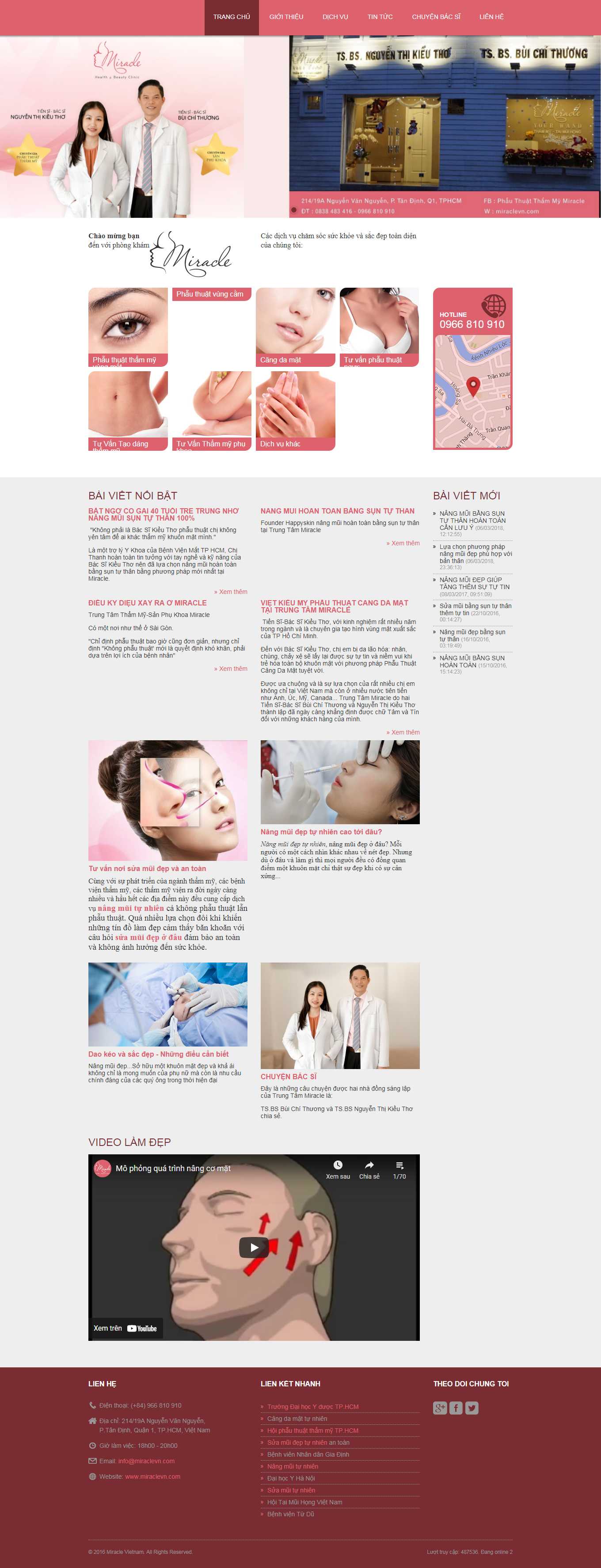 Thiết kế Web thẩm mỹ viện miraclevn.com