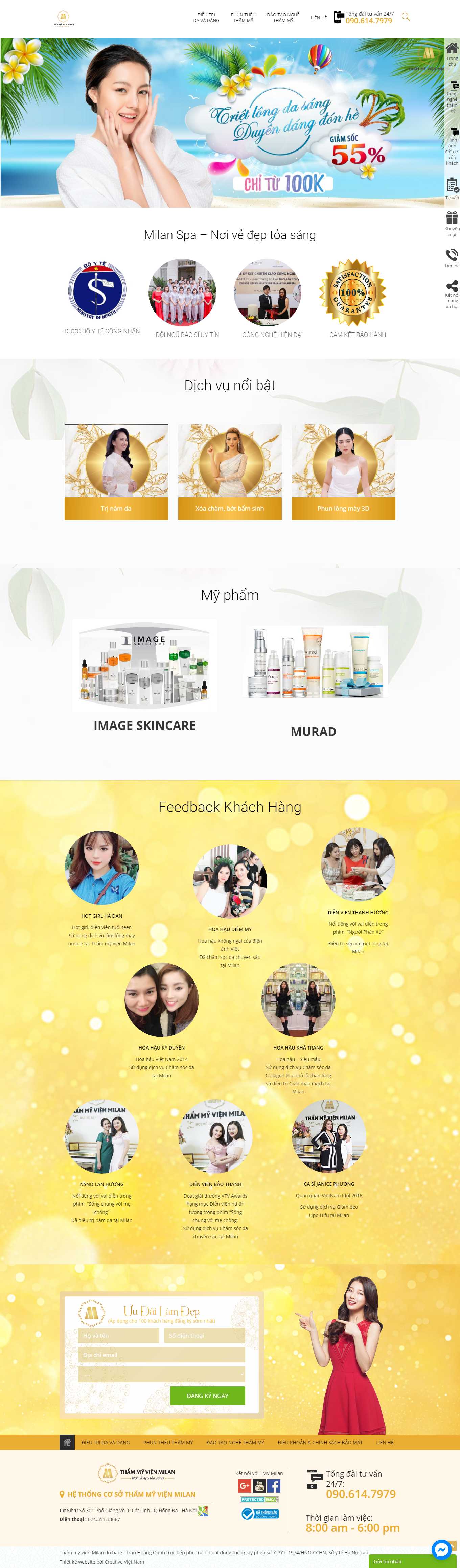 Thiết kế Web thẩm mỹ viện milanspa.vn
