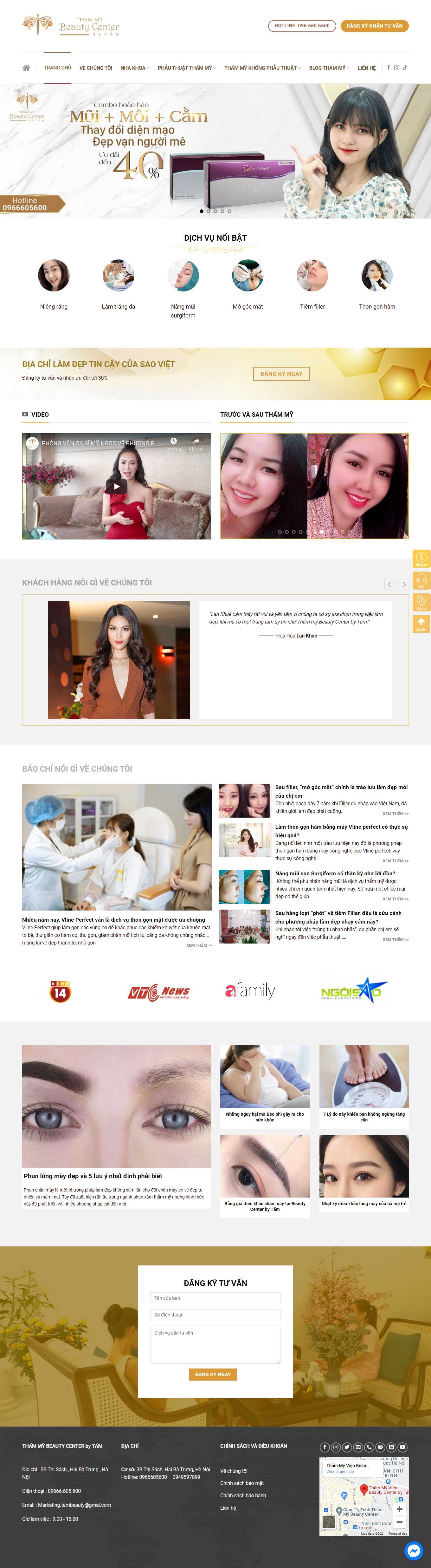 Thiết kế Web thẩm mỹ viện thammyvientam.com