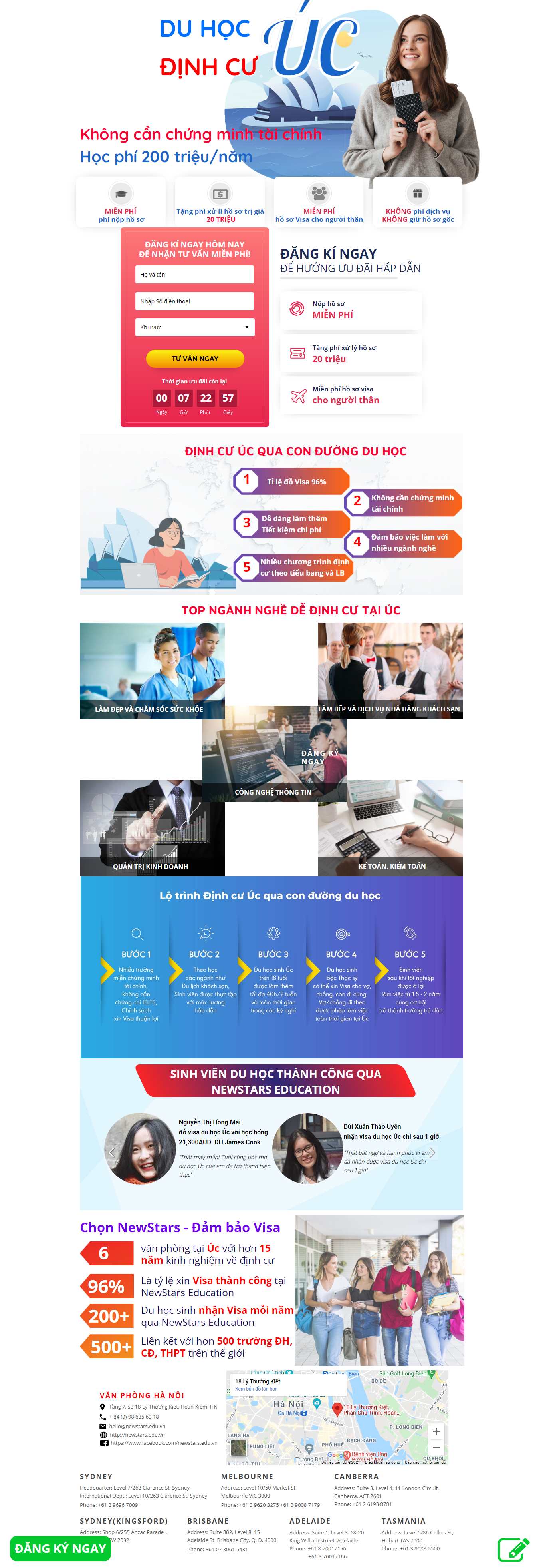 Thiết kế Web tư vấn du học duhocuc.newstars.edu.vn