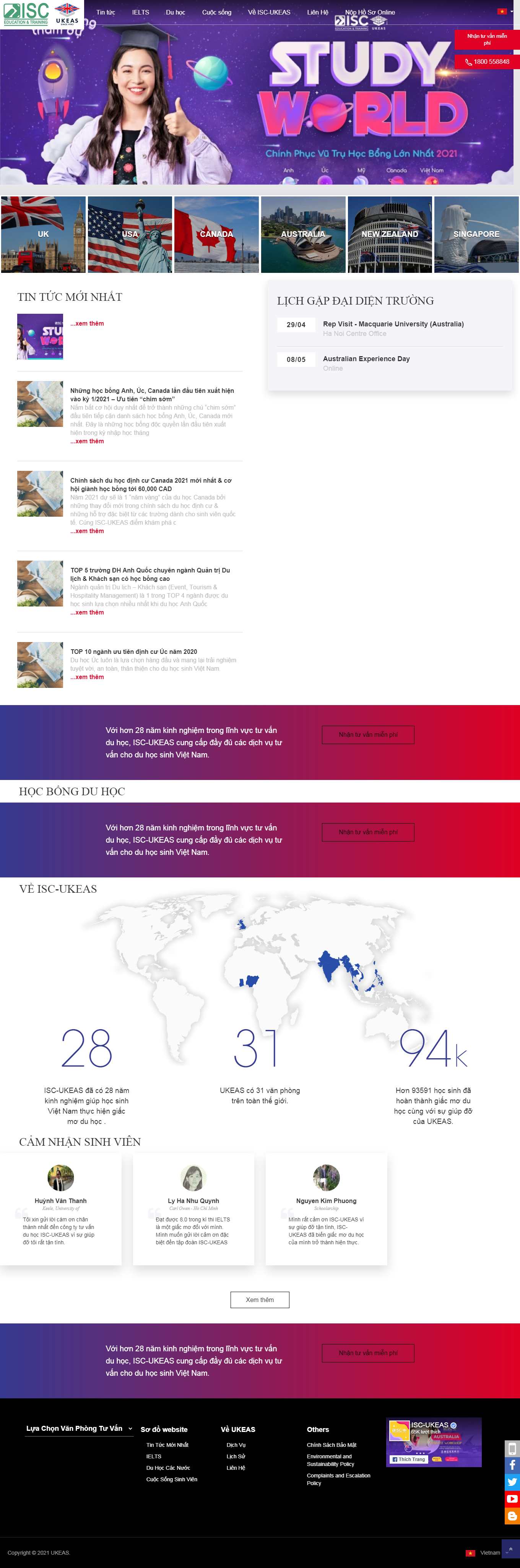 Thiết kế Web tư vấn du học isc-ukeas.com