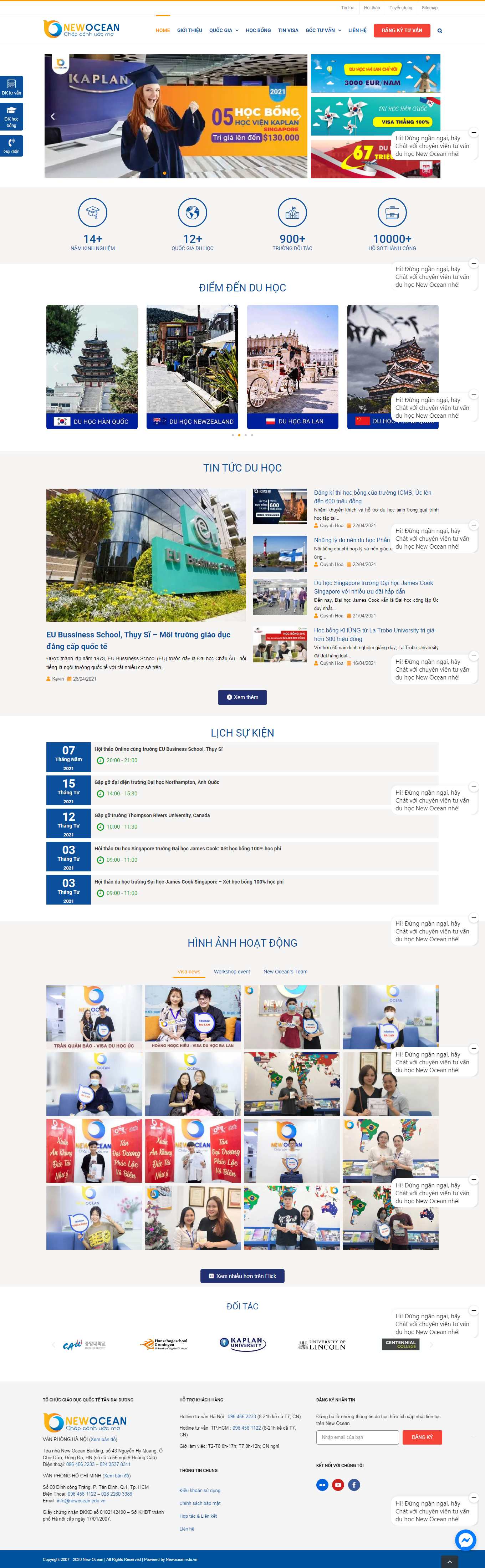 Thiết kế Web tư vấn du học newocean.edu.vn