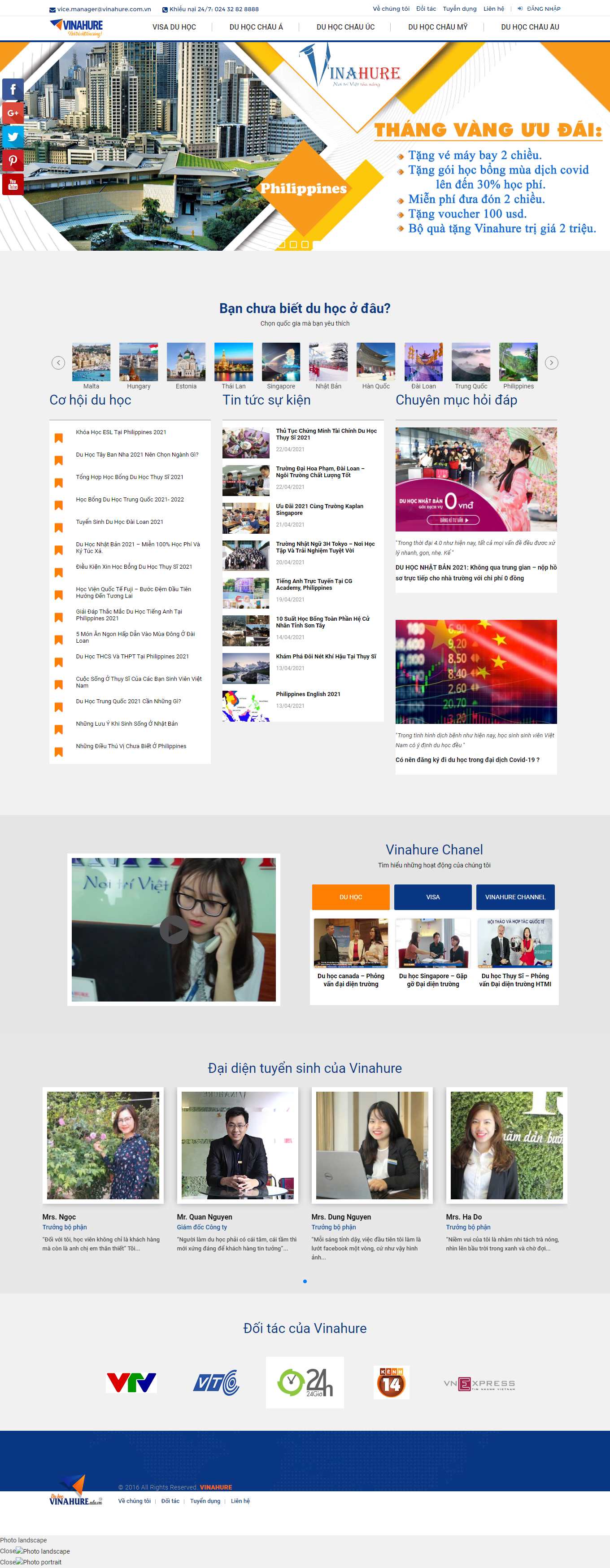 Thiết kế Web tư vấn du học duhocvinahure.edu.vn