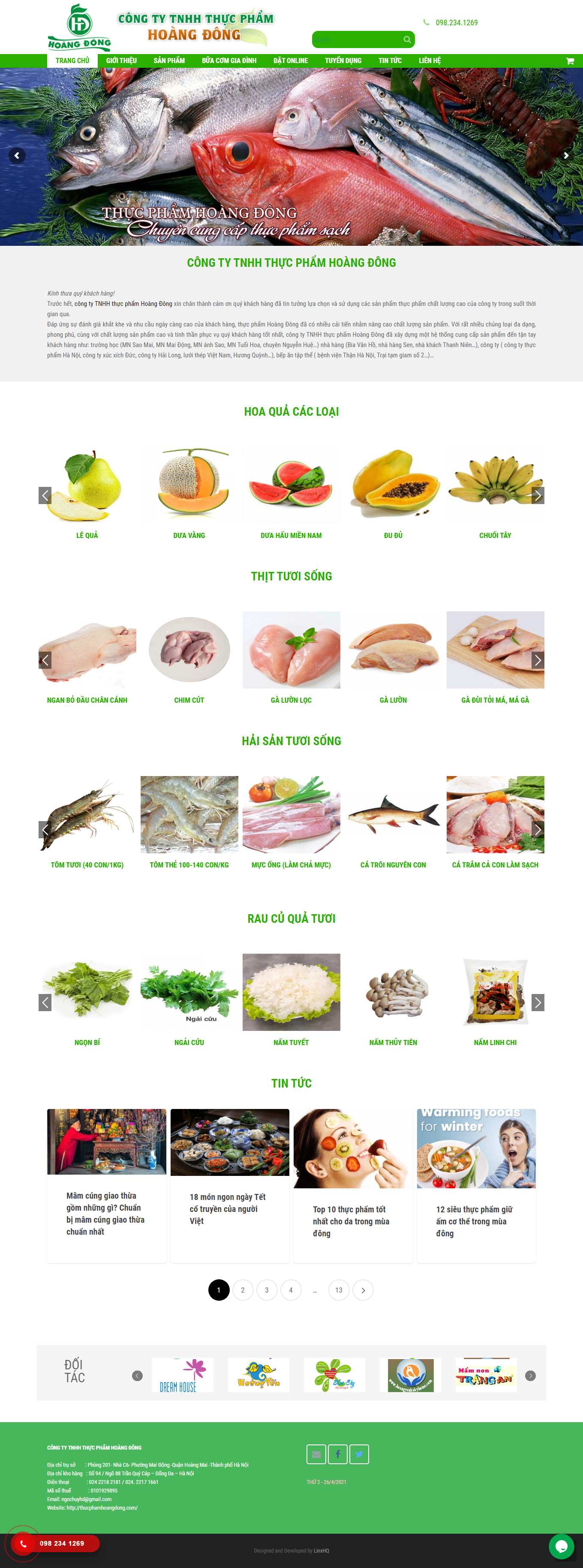 Thiết kế Web chuẩn seo hoangdongfood.com
