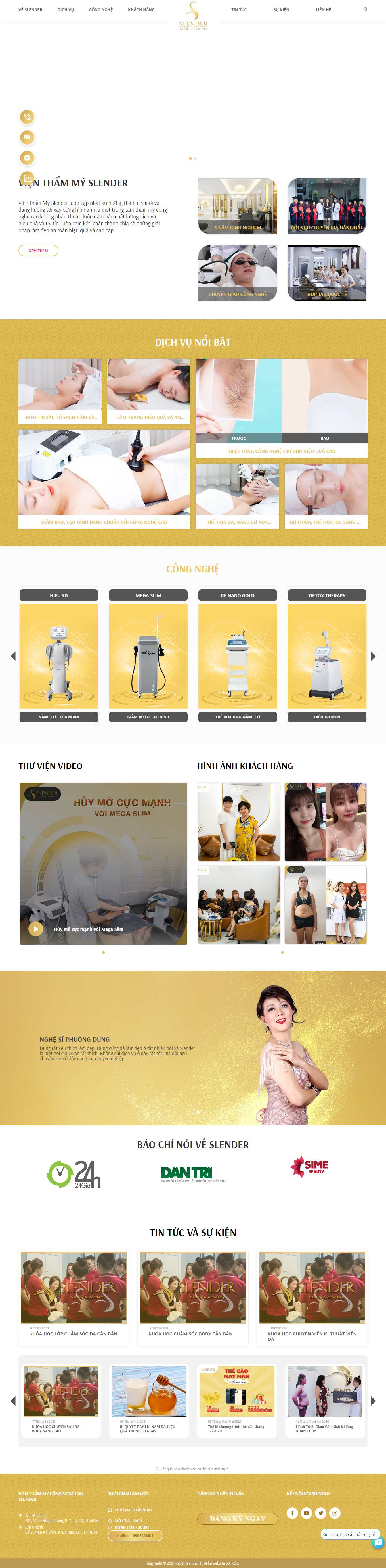Thiết kế Web spa slenderbeauty.vn