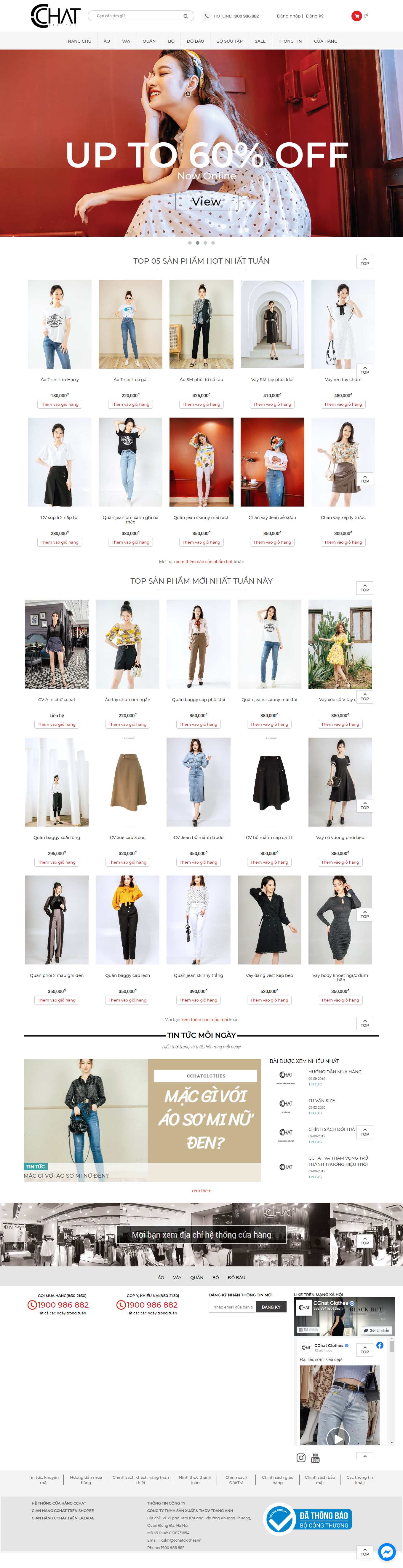 Thiết kế Web bán quần áo cchatclothes.vn