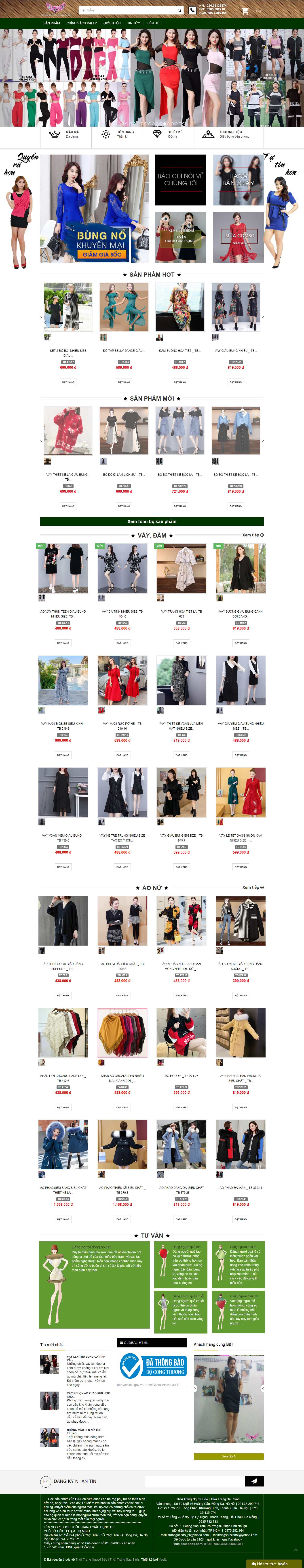 Thiết kế Web bán quần áo thoitrangnguoibeobt.com