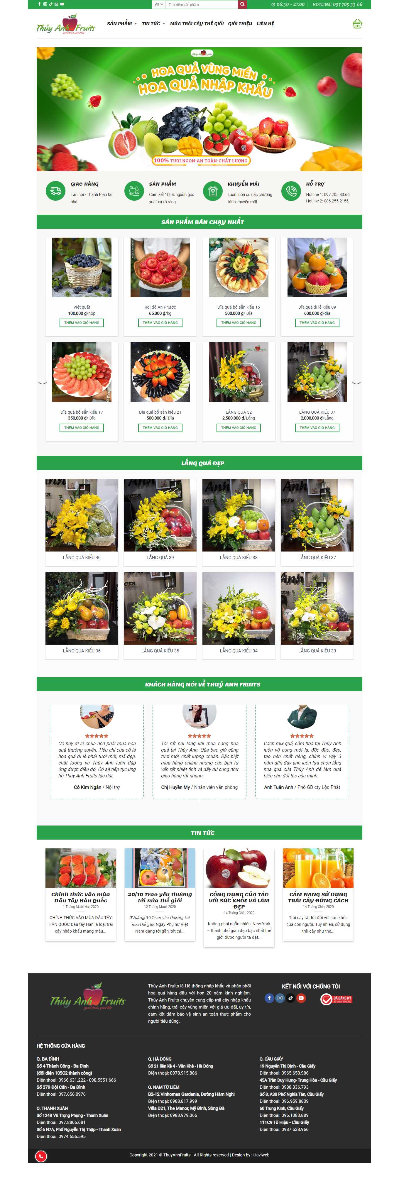 Thiết kế Web bán hàng online hiệu quả thuyanhfruits.com