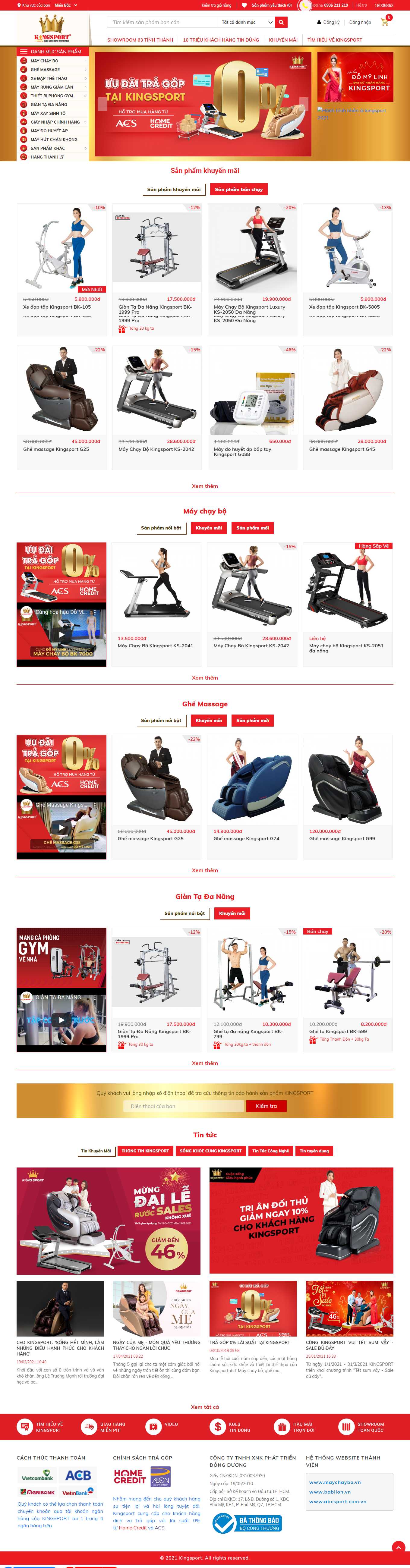 Thiết kế Web máy chạy bộ kingsport.vn