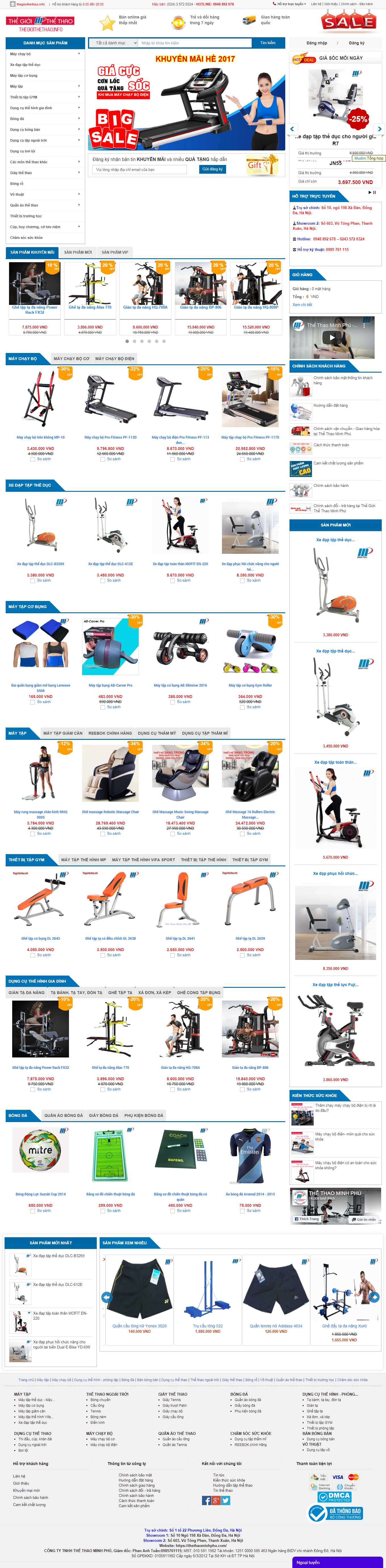 Thiết kế Web máy chạy bộ thegioithethao.info