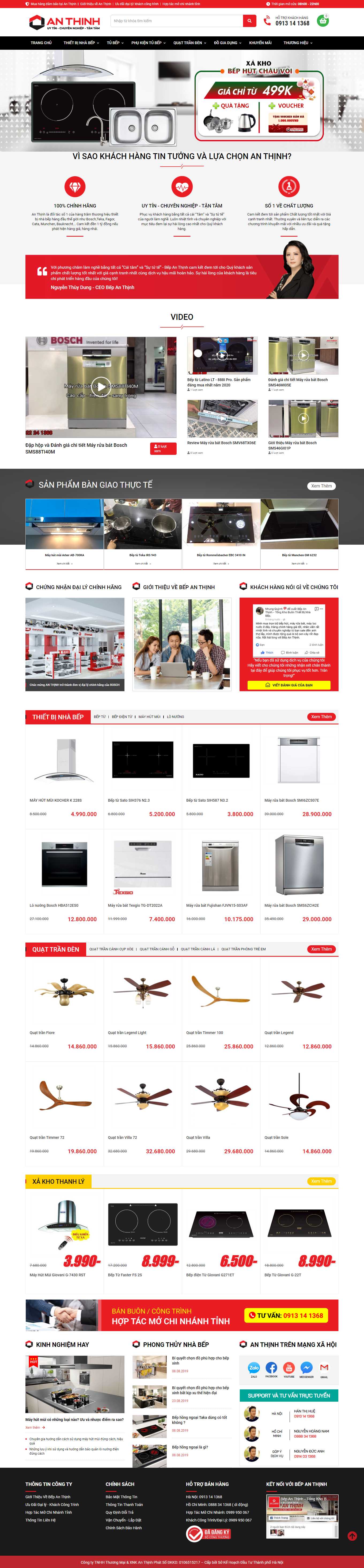 Thiết kế Web bán bếp từ đẹp bepanthinh.com