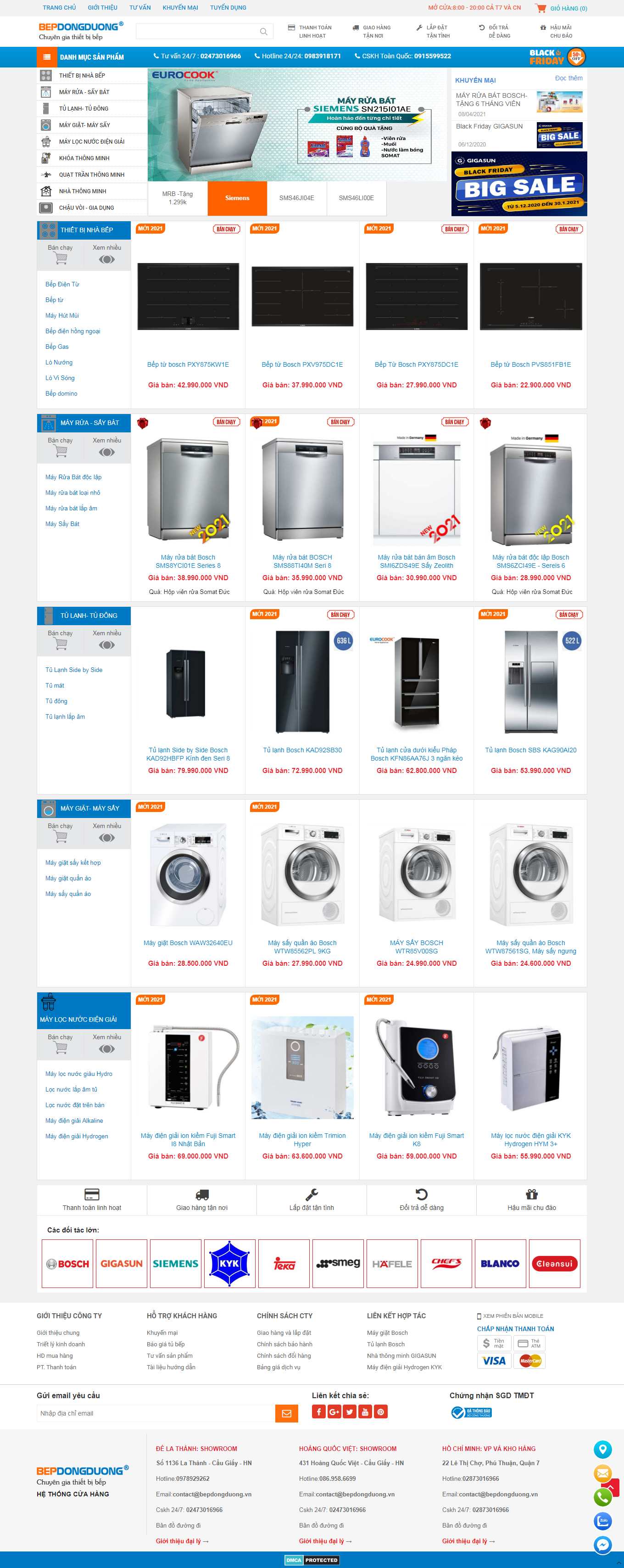 Thiết kế Web bán bếp từ đẹp bepdongduong.com.vn