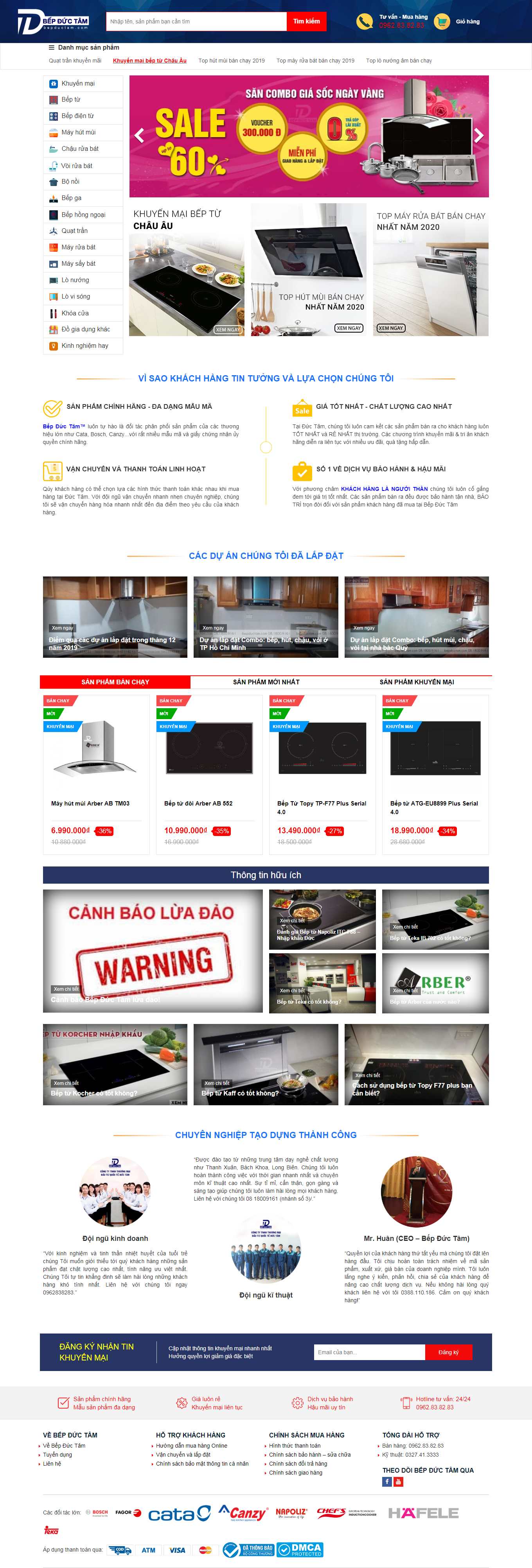 Thiết kế Web bán bếp từ đẹp bepductam.com
