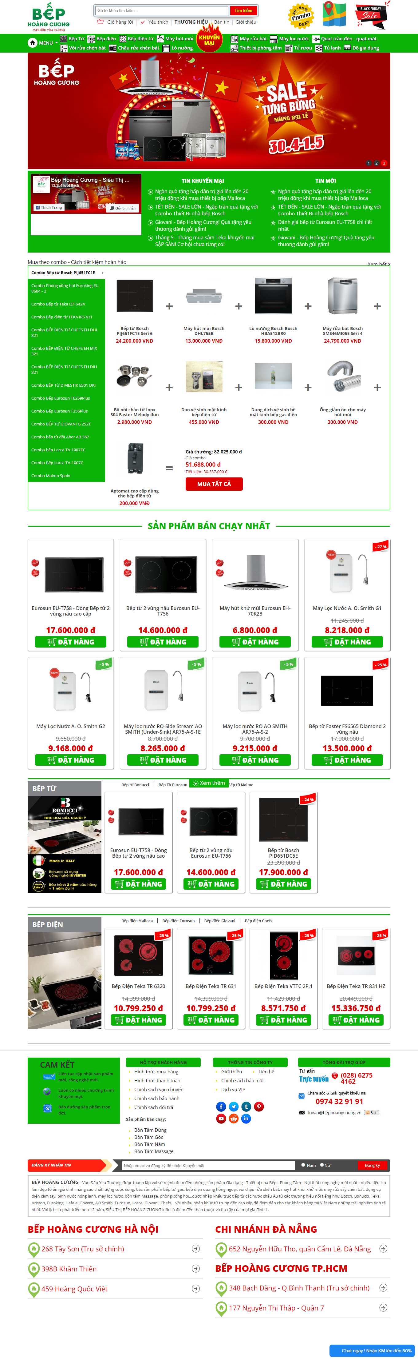 Thiết kế Web bán bếp từ đẹp bephoangcuong.vn