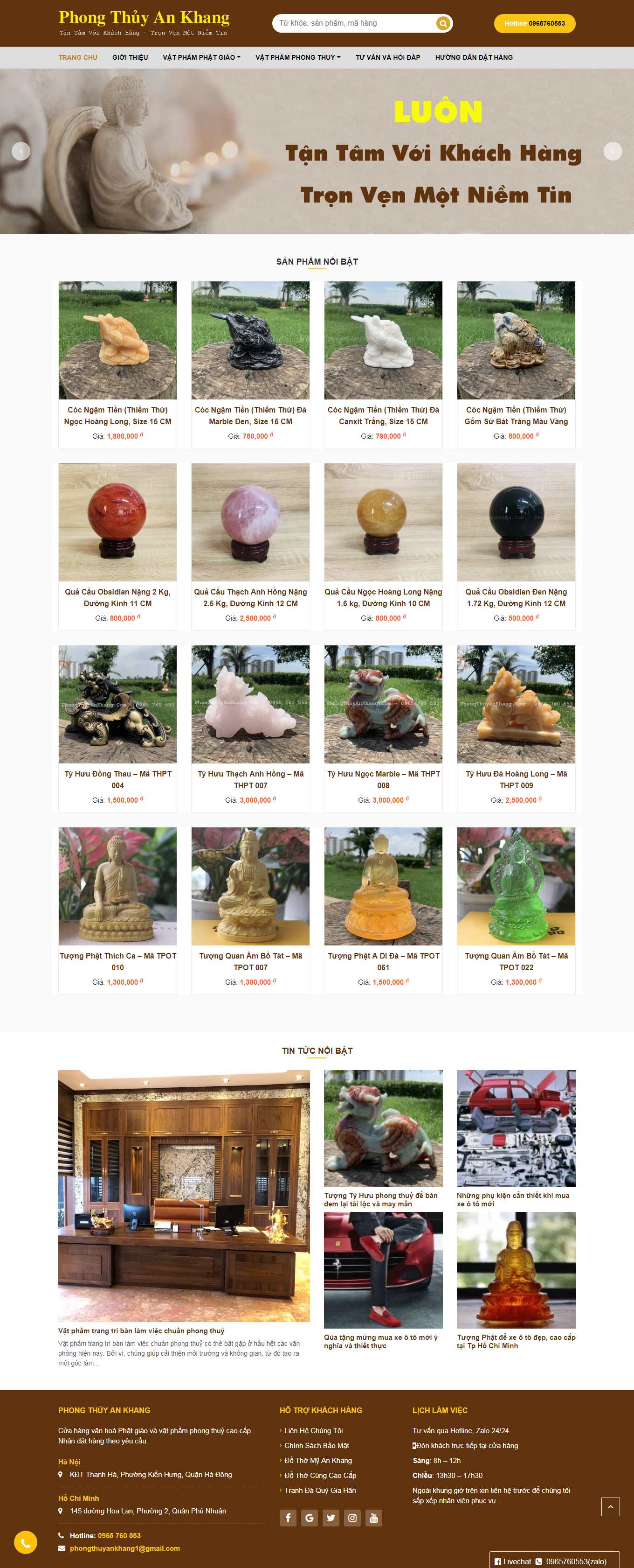 Thiết kế Web vật phẩm phong thủy đẹp phongthuyankhang.com