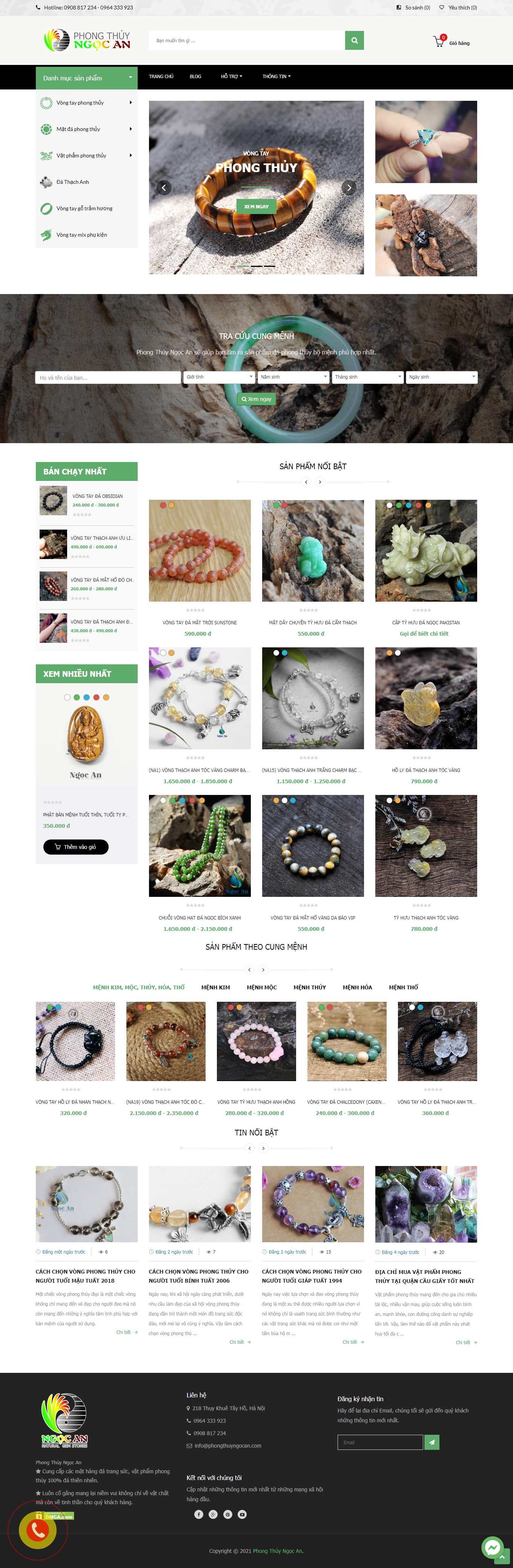 Thiết kế Web vật phẩm phong thủy đẹp phongthuyngocan.com