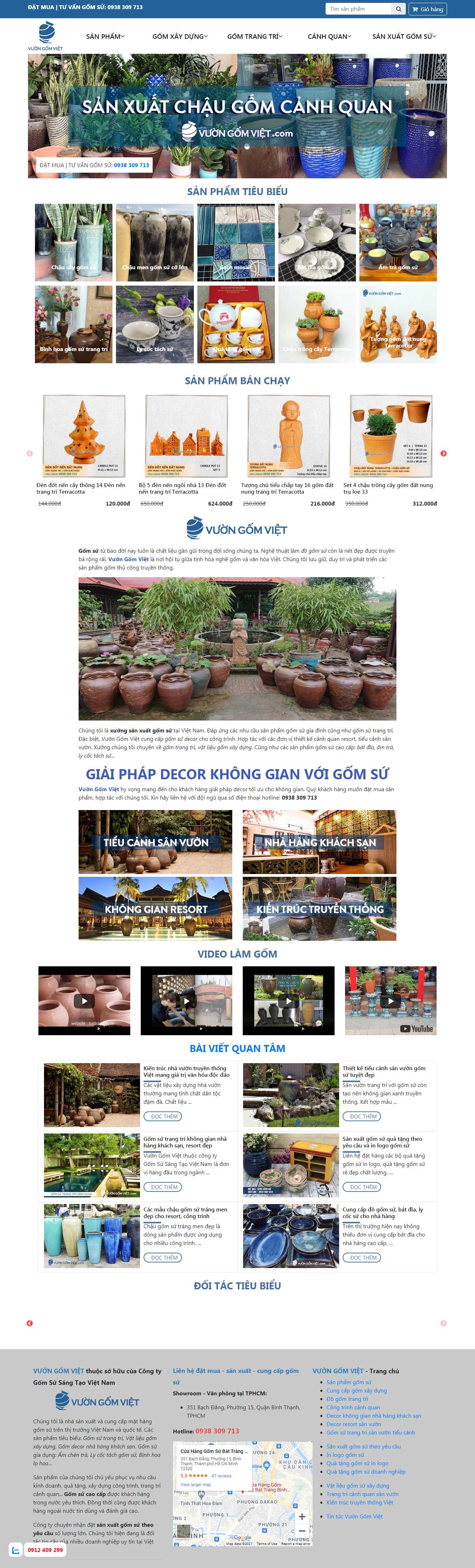 Thiết kế Web bán đồ gốm sứ vuongomviet.com