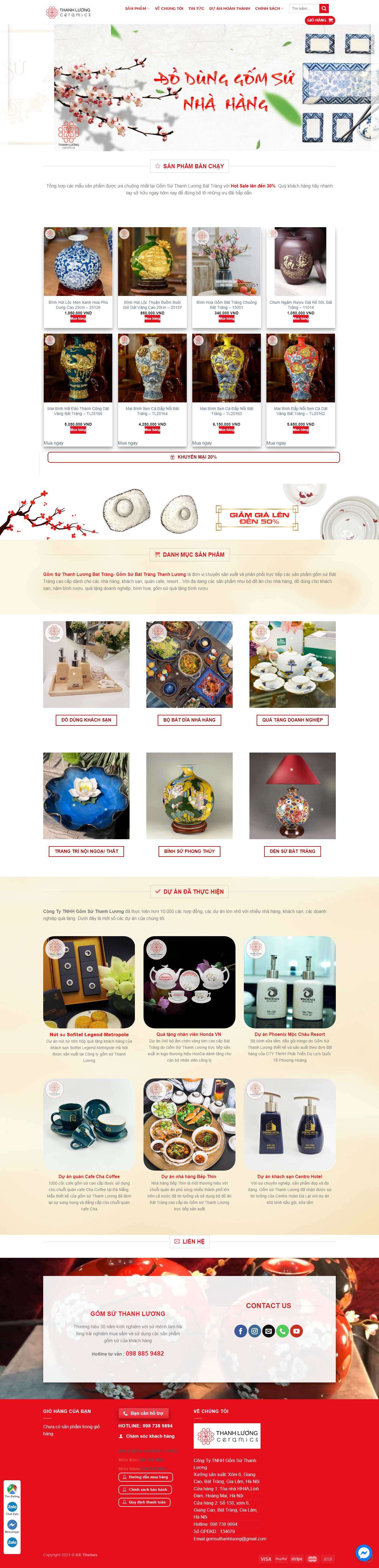 Thiết kế Web bán đồ gốm sứ gomsuthanhluong.com