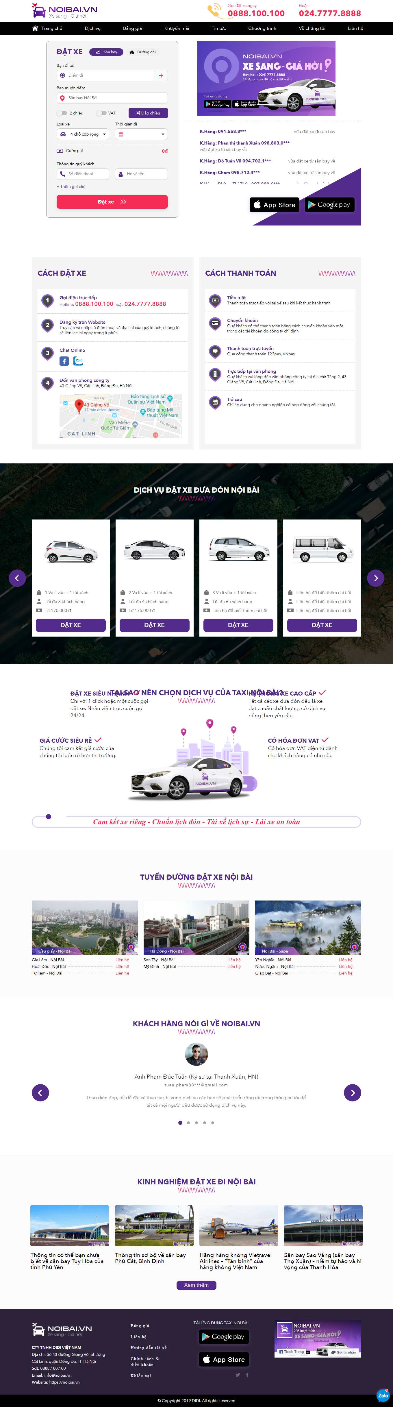 Thiết kế Web hãng taxi noibai.vn