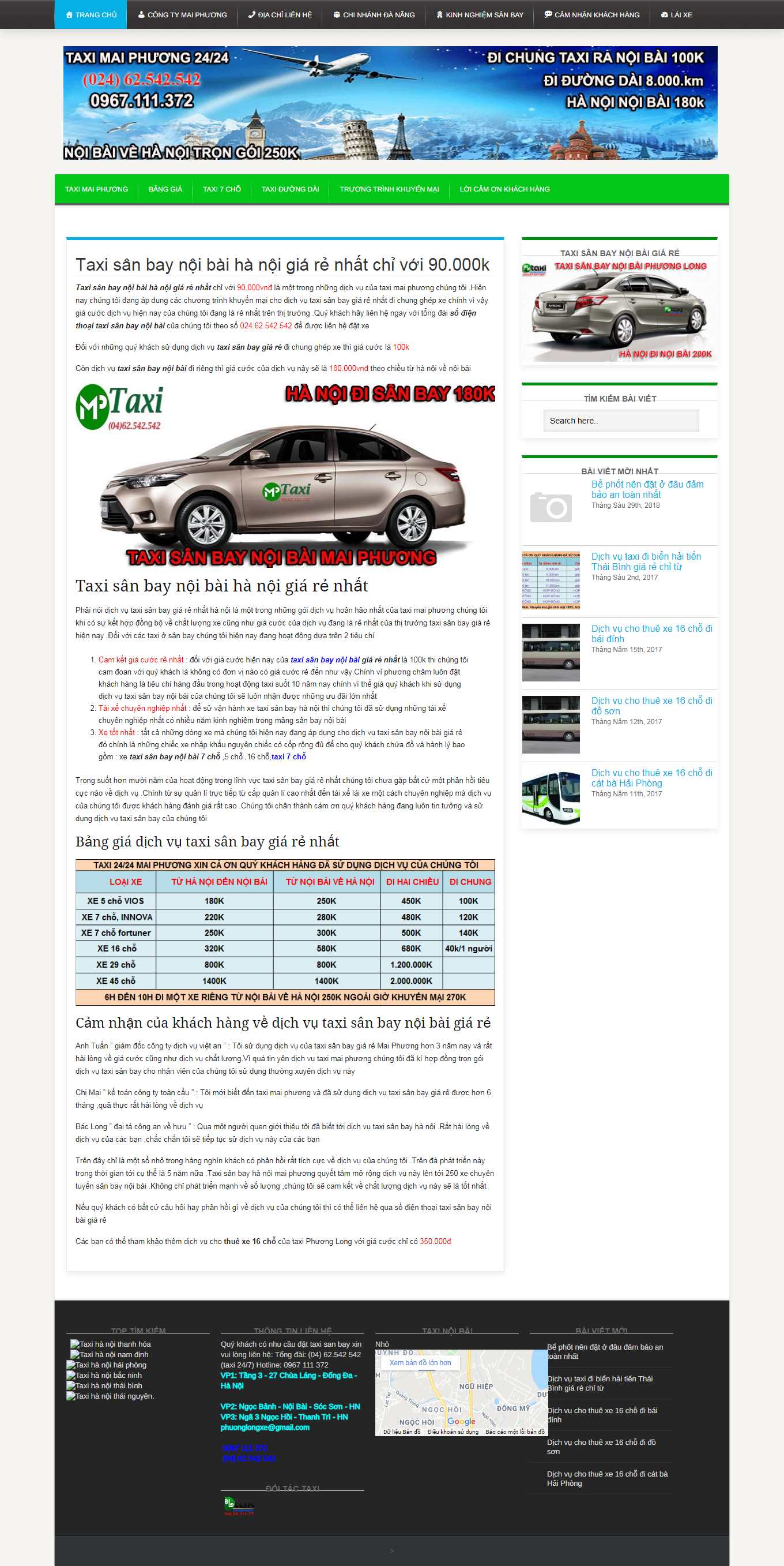 Thiết kế Web hãng taxi taxiphuonglong.com