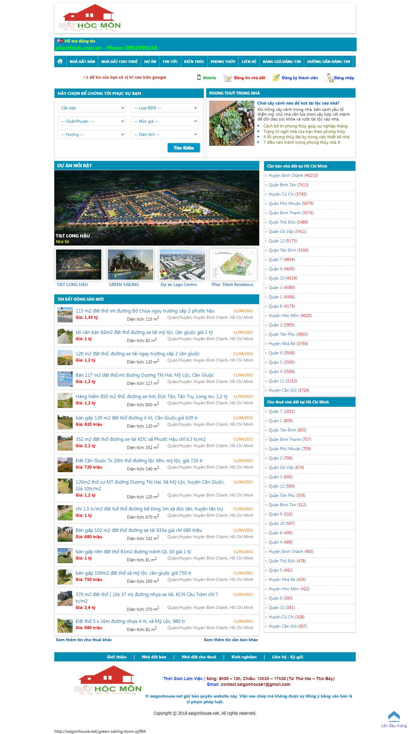 Thiết kế Web mua bán nhà đất saigonhouse.net