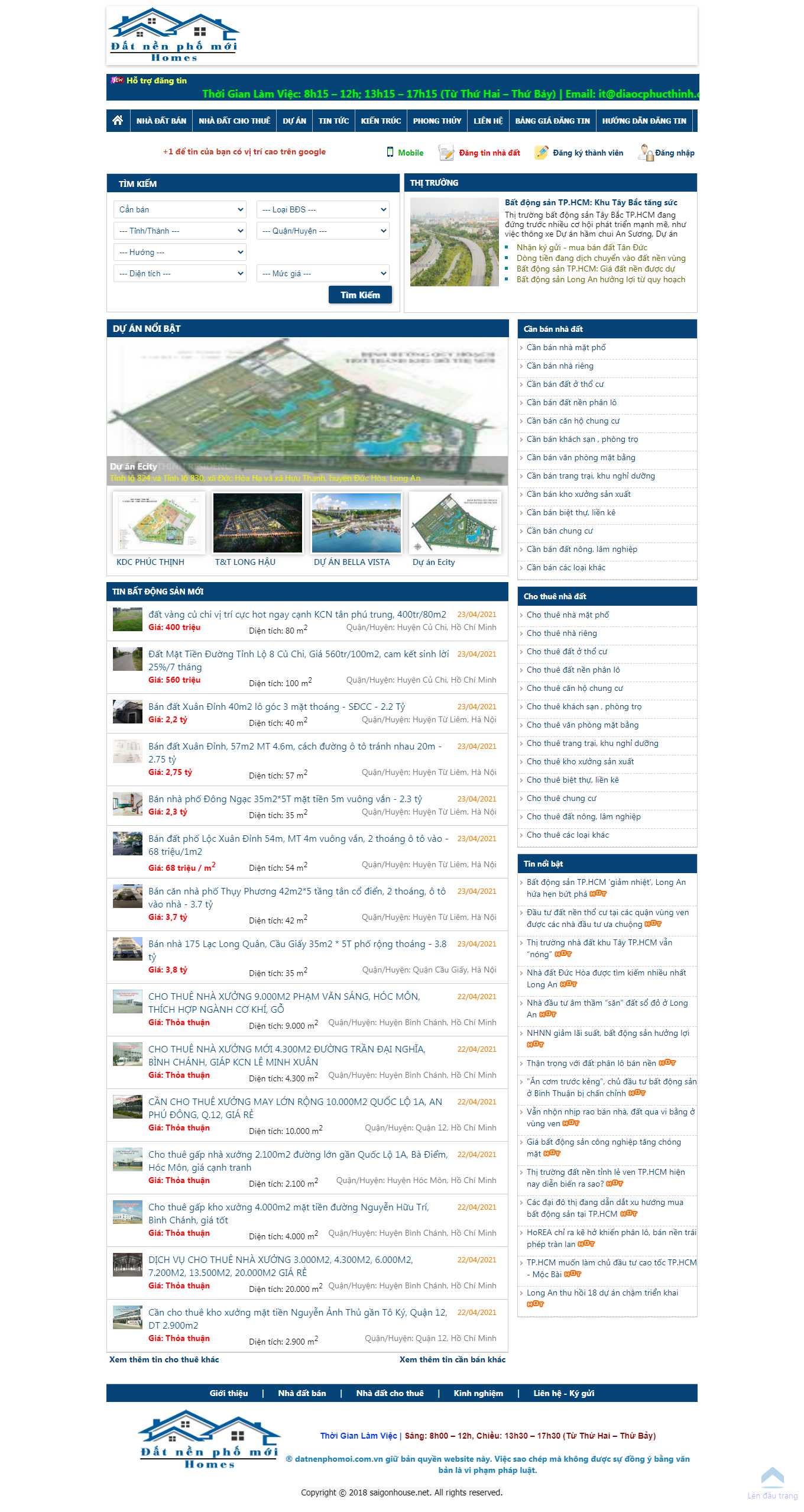 Thiết kế Web mua bán nhà đất datnenphomoi.com.vn