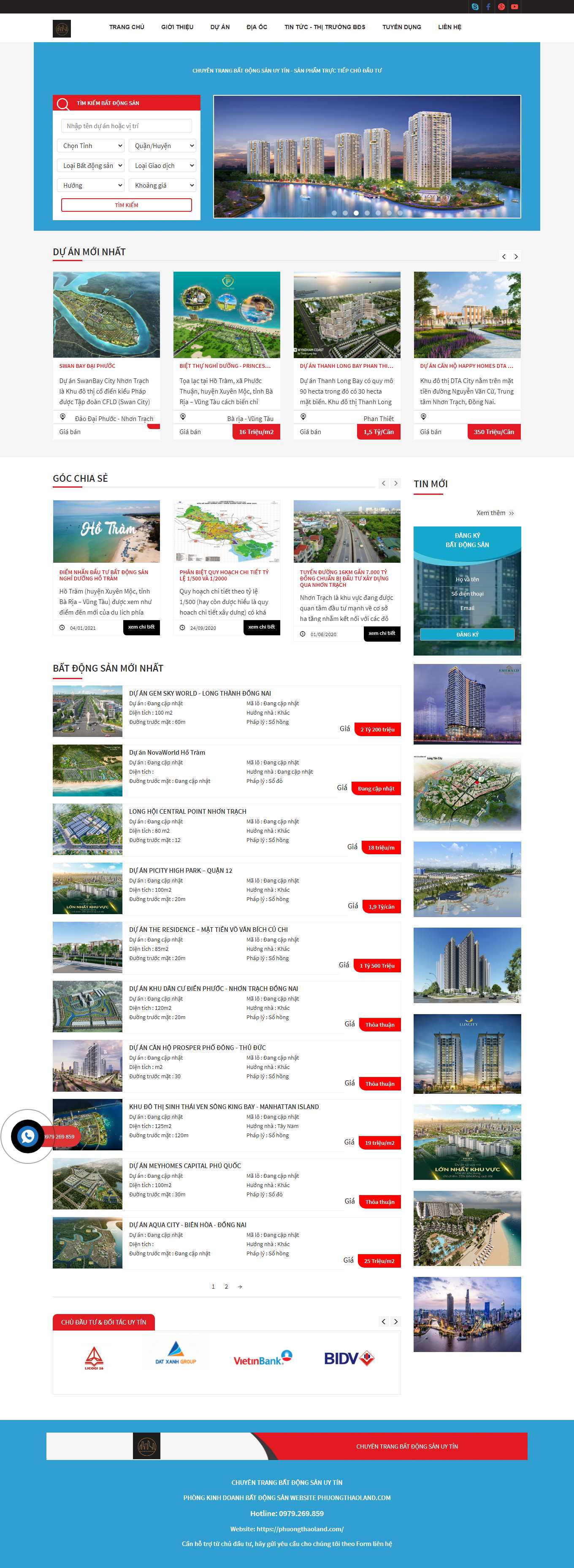 Thiết kế Web mua bán nhà đất phuongthaoland.com