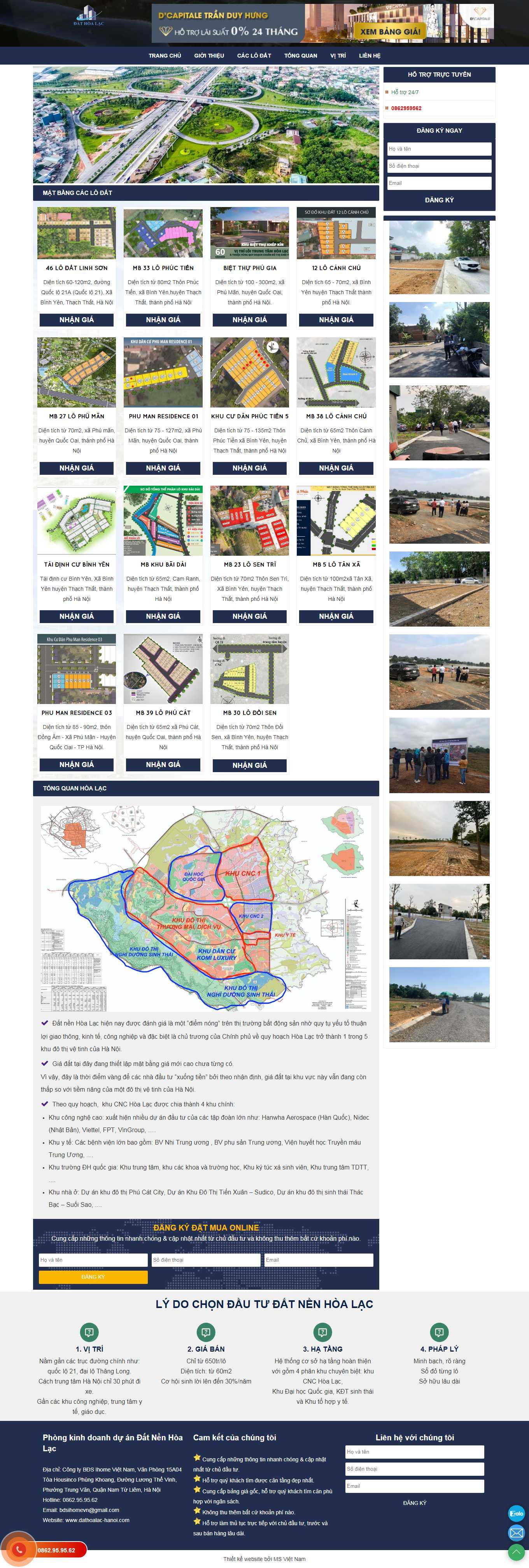 Thiết kế Web mua bán nhà đất dathoalac-hanoi.com