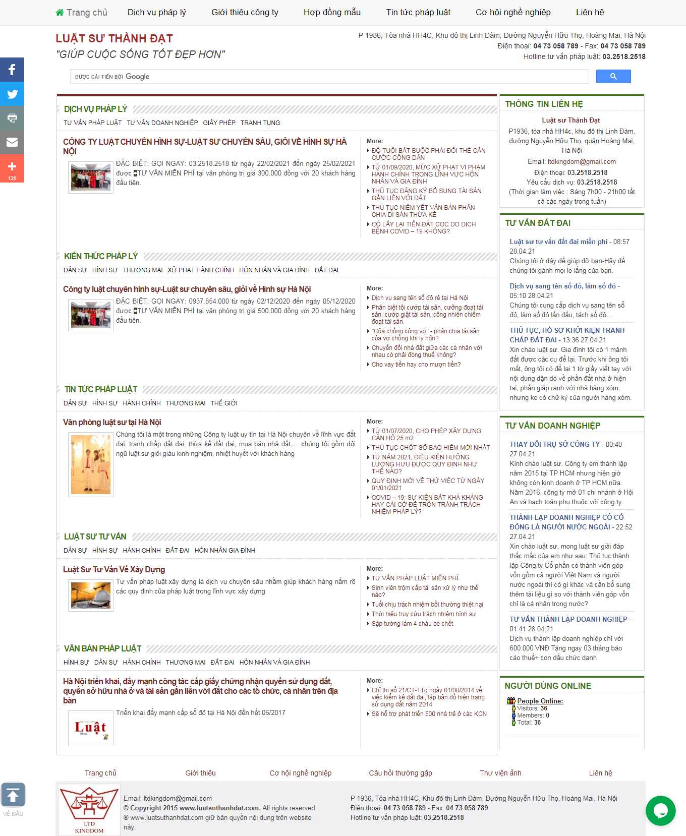 Thiết kế Web công ty luật luatsuthanhdat.com