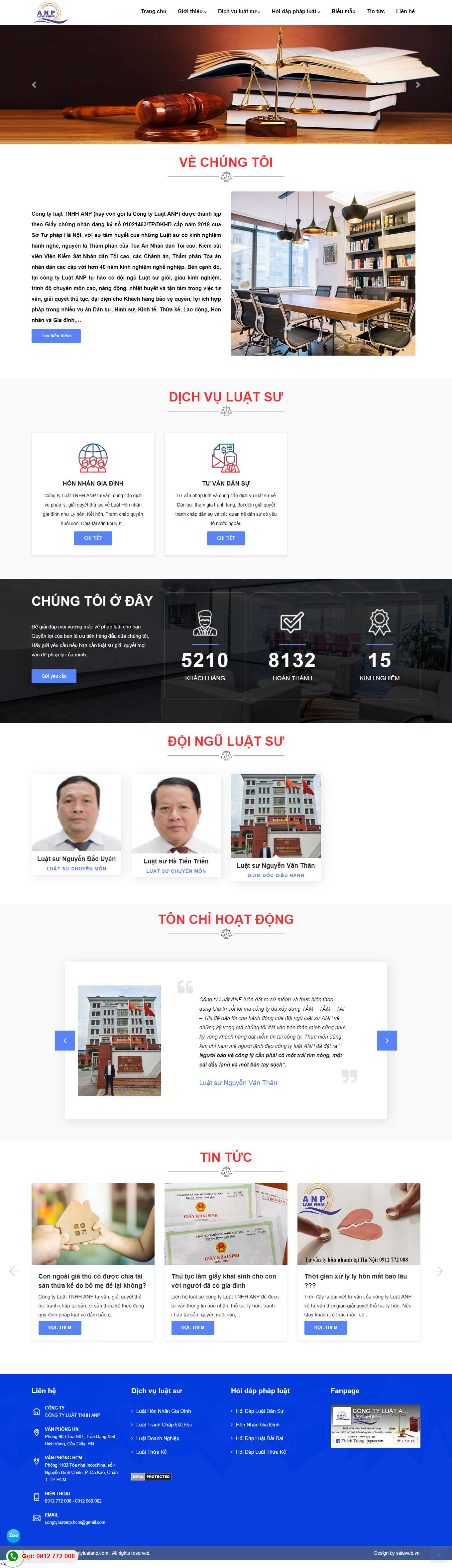 Thiết kế Web công ty luật congtyluatanp.com