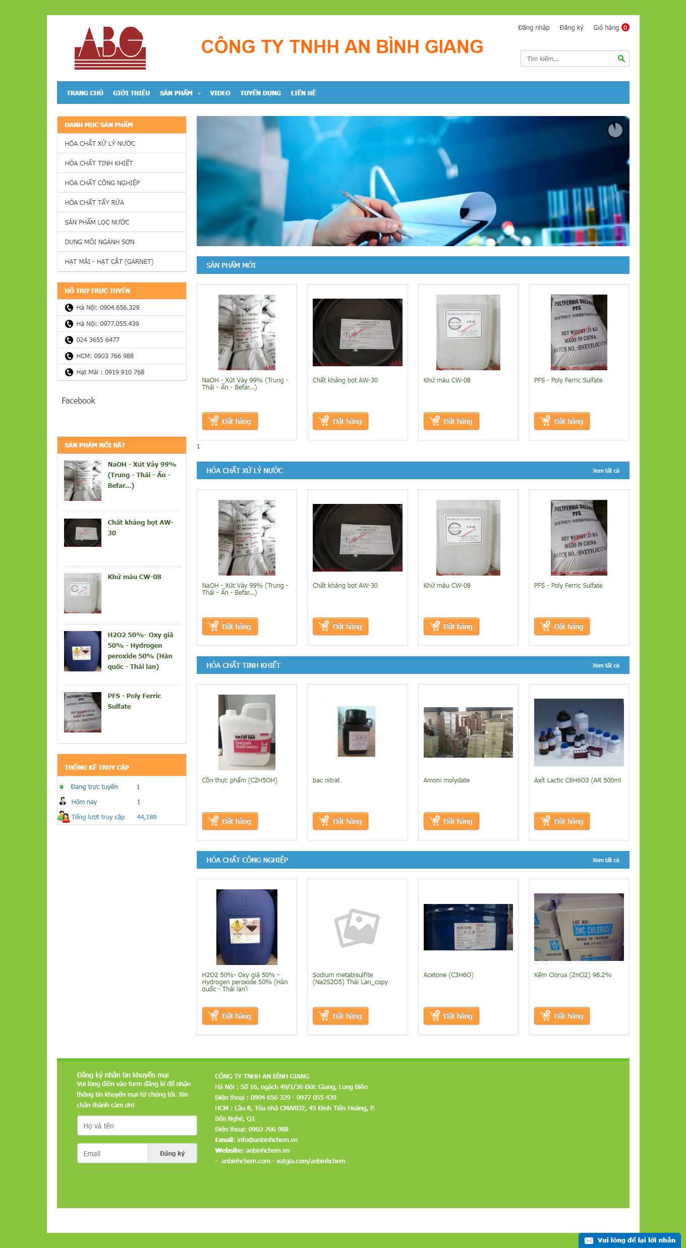 Thiết kế Web trọn gói giá rẻ hà nội anbinhchem.vn