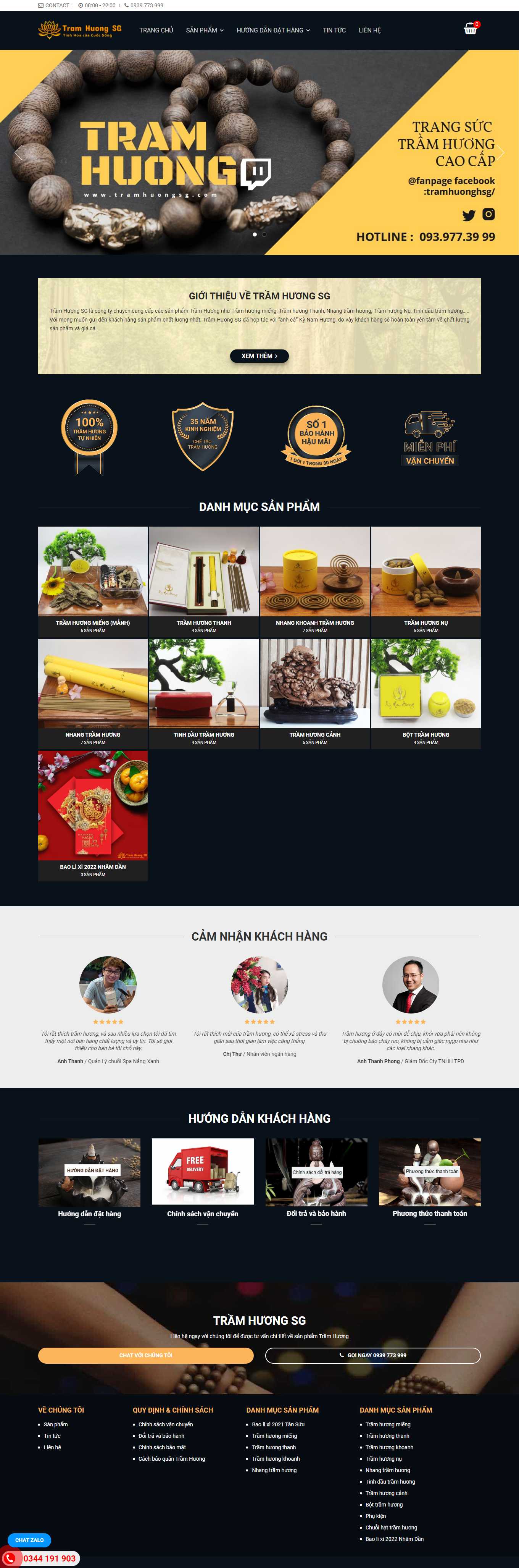Thiết kế Web bán trầm hương tramhuongsg.com