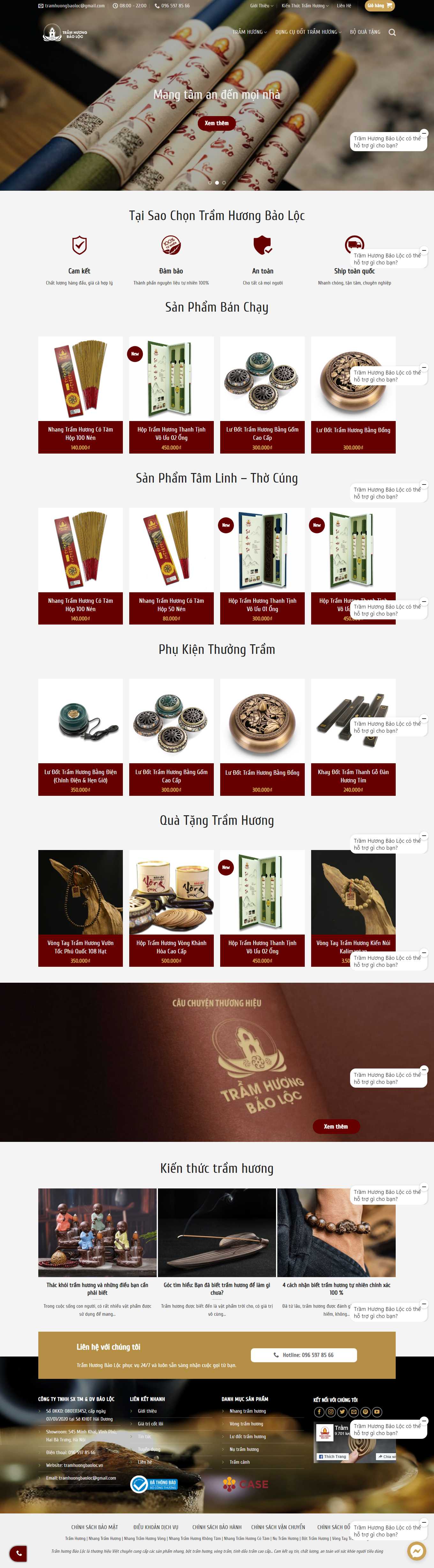Thiết kế Web bán trầm hương tramhuongbaoloc.vn