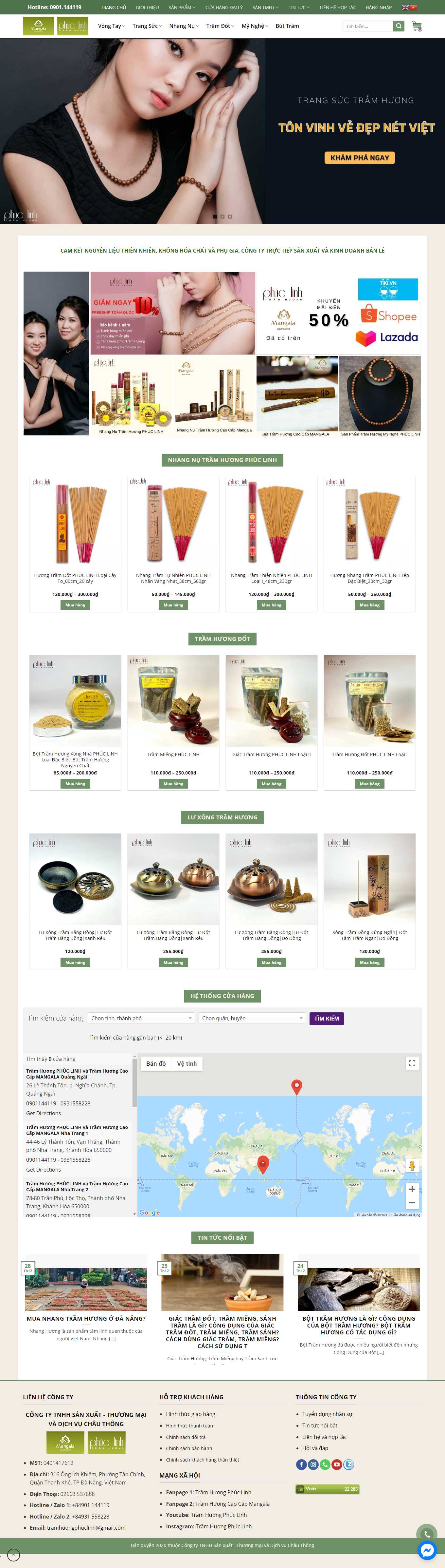 Thiết kế Web bán trầm hương tramhuongphuclinh.vn