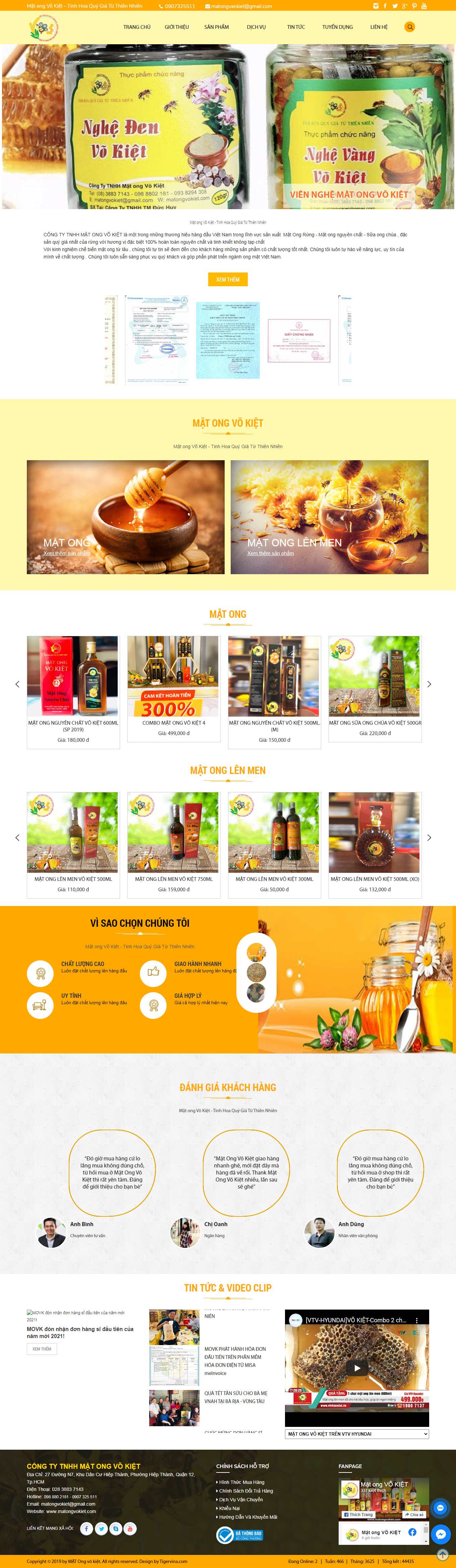 Thiết kế Web mật ong thiên nhiên matongvokiet.com