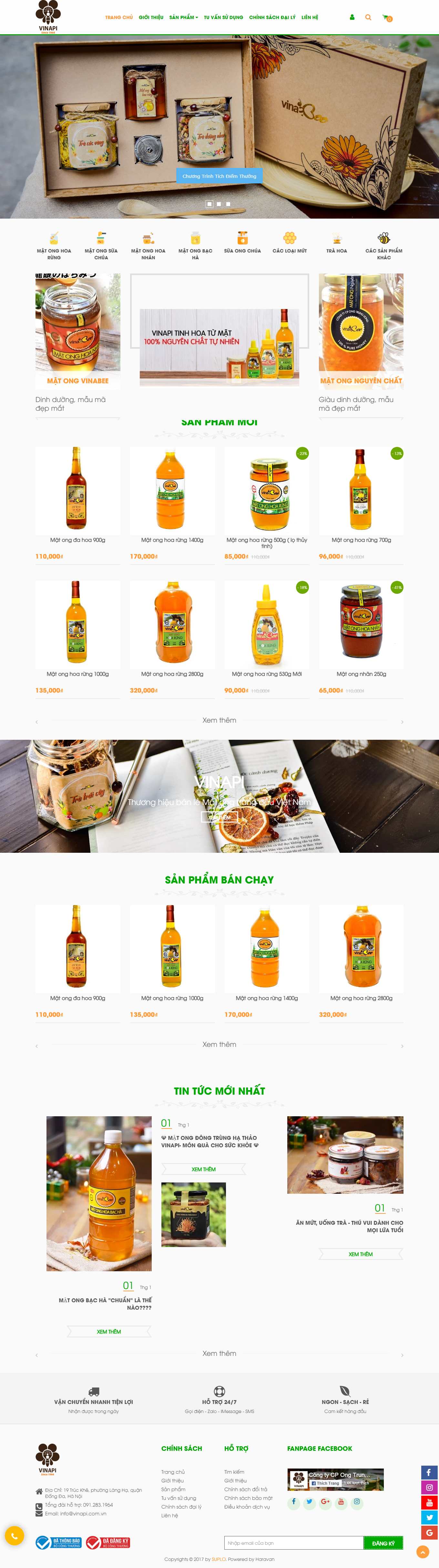 Thiết kế Web mật ong thiên nhiên vinapi.com.vn