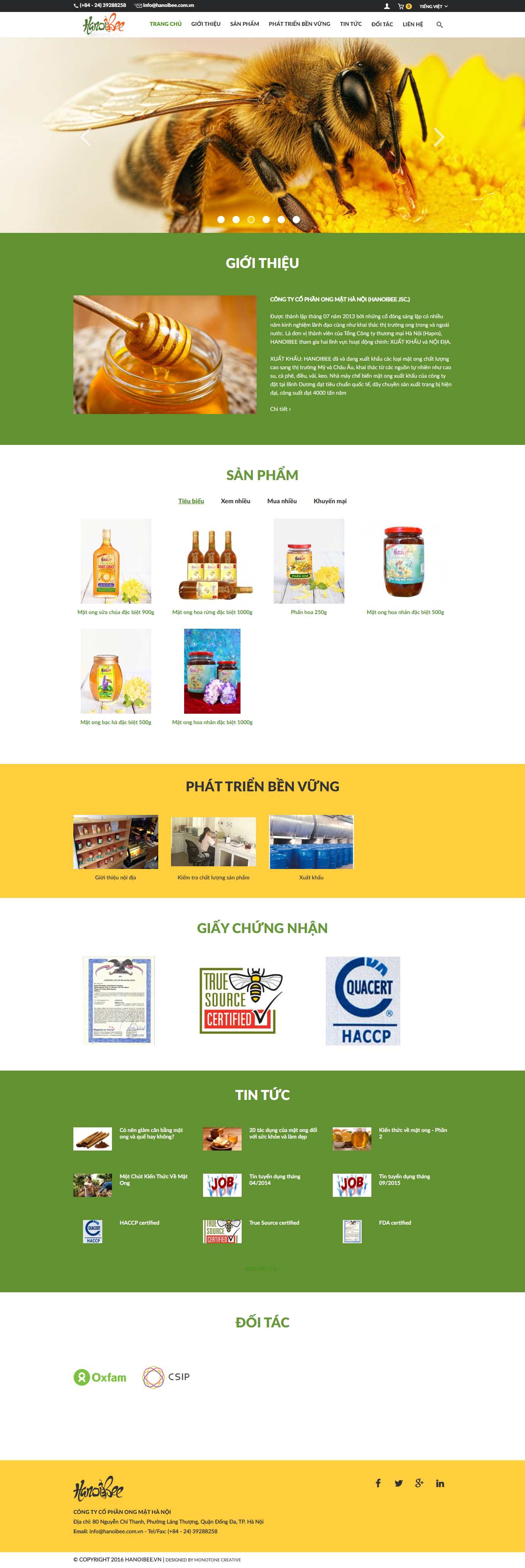 Thiết kế Web mật ong thiên nhiên hanoibee.com.vn