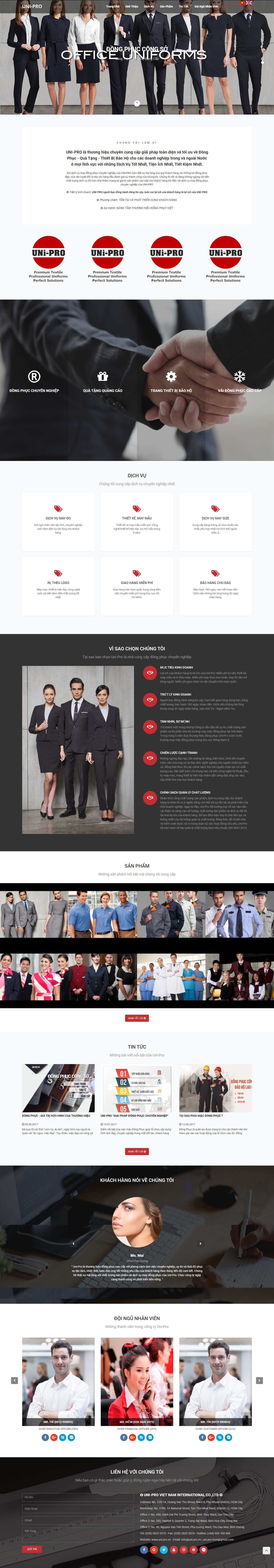 Thiết kế Web xưởng may đồng phục uni.pro.vn