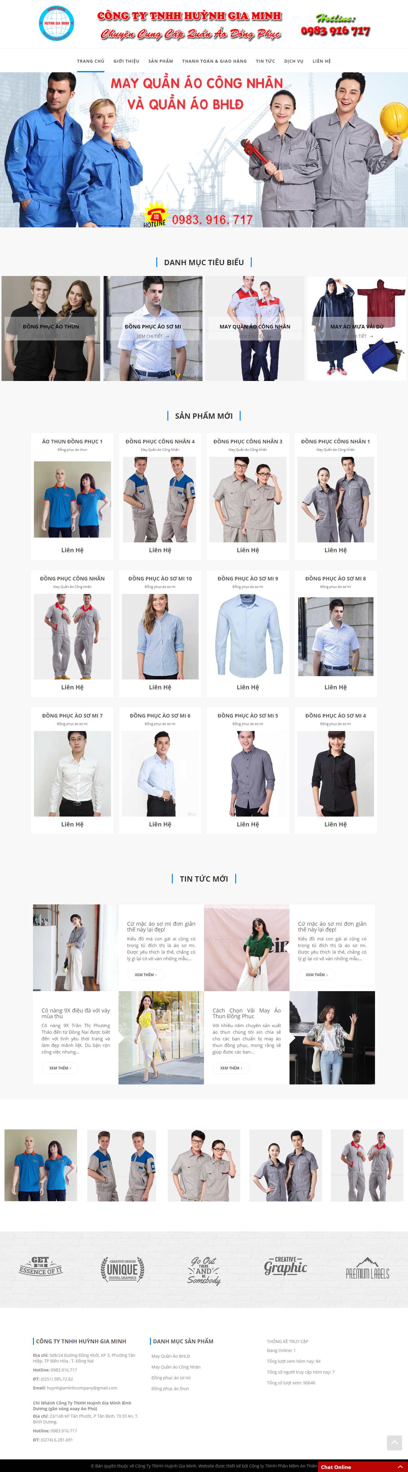 Thiết kế Web xưởng may đồng phục huynhgiaminh.vn