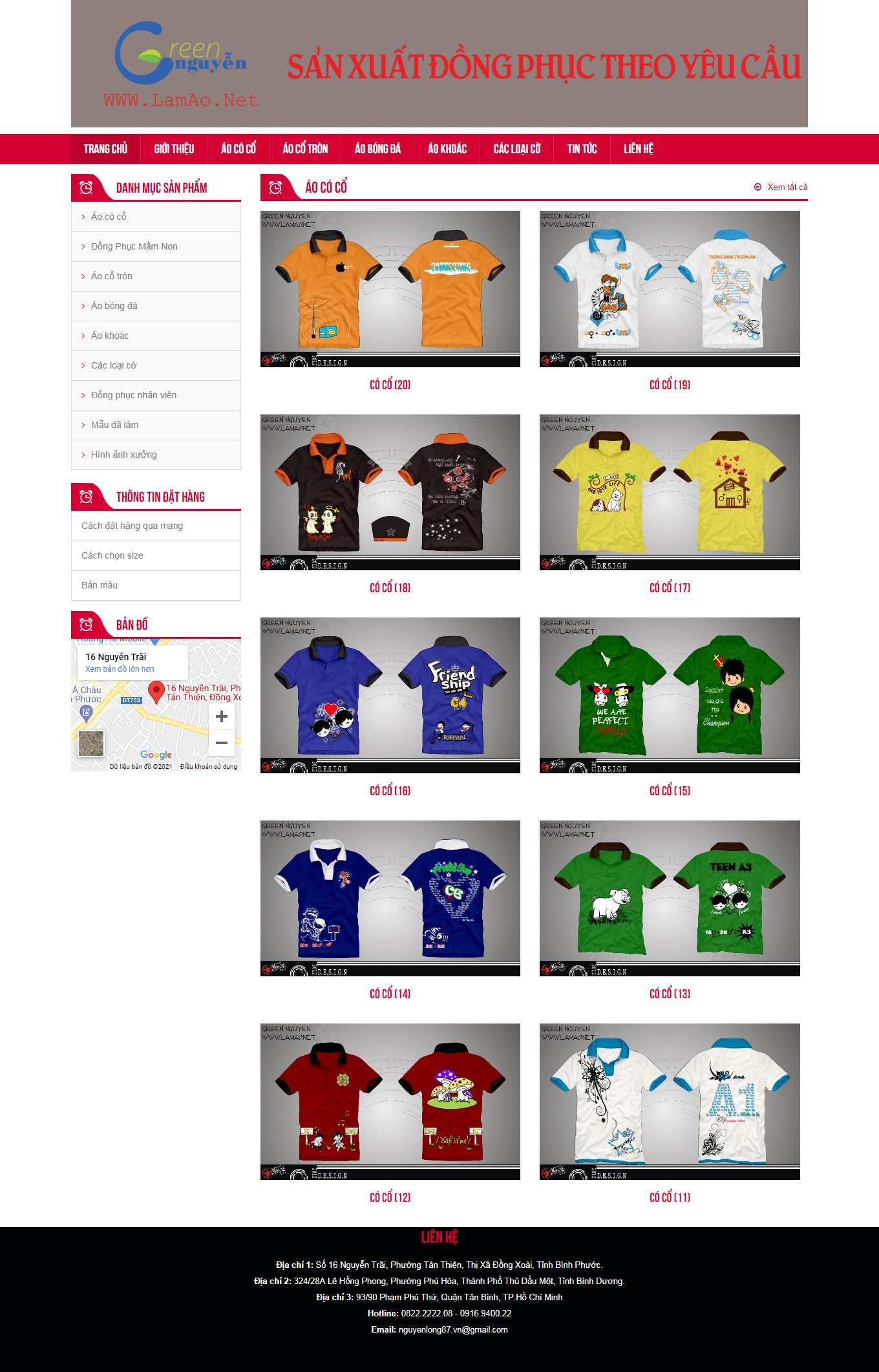 Thiết kế Web xưởng may đồng phục lamao.vn