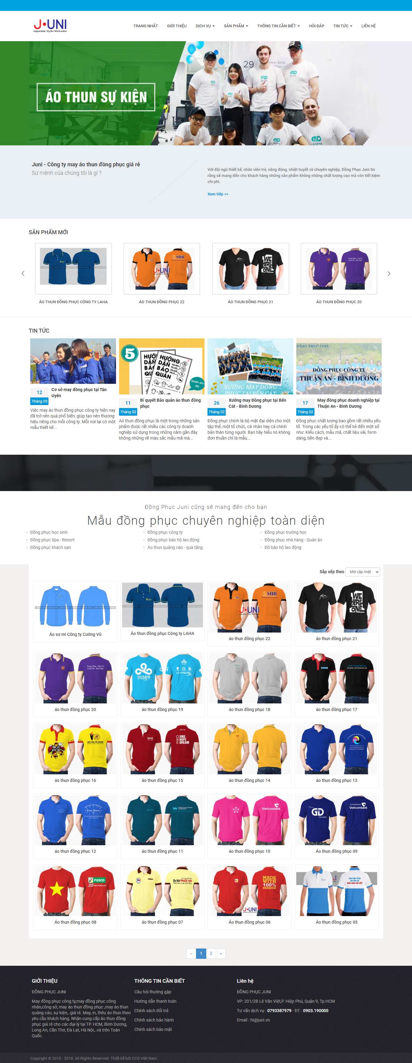 Thiết kế Web xưởng may đồng phục dongphuc.juni.vn