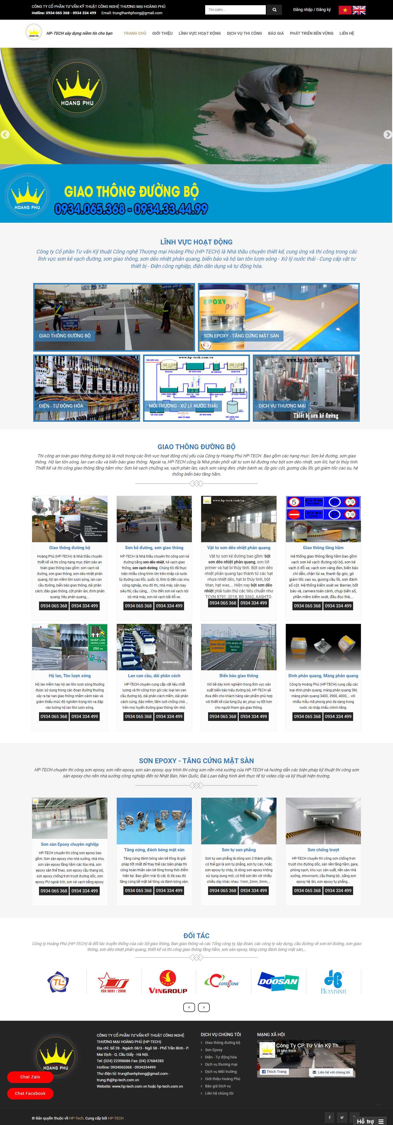 Thiết kế Web vật tư giao thông hp-tech.com.vn